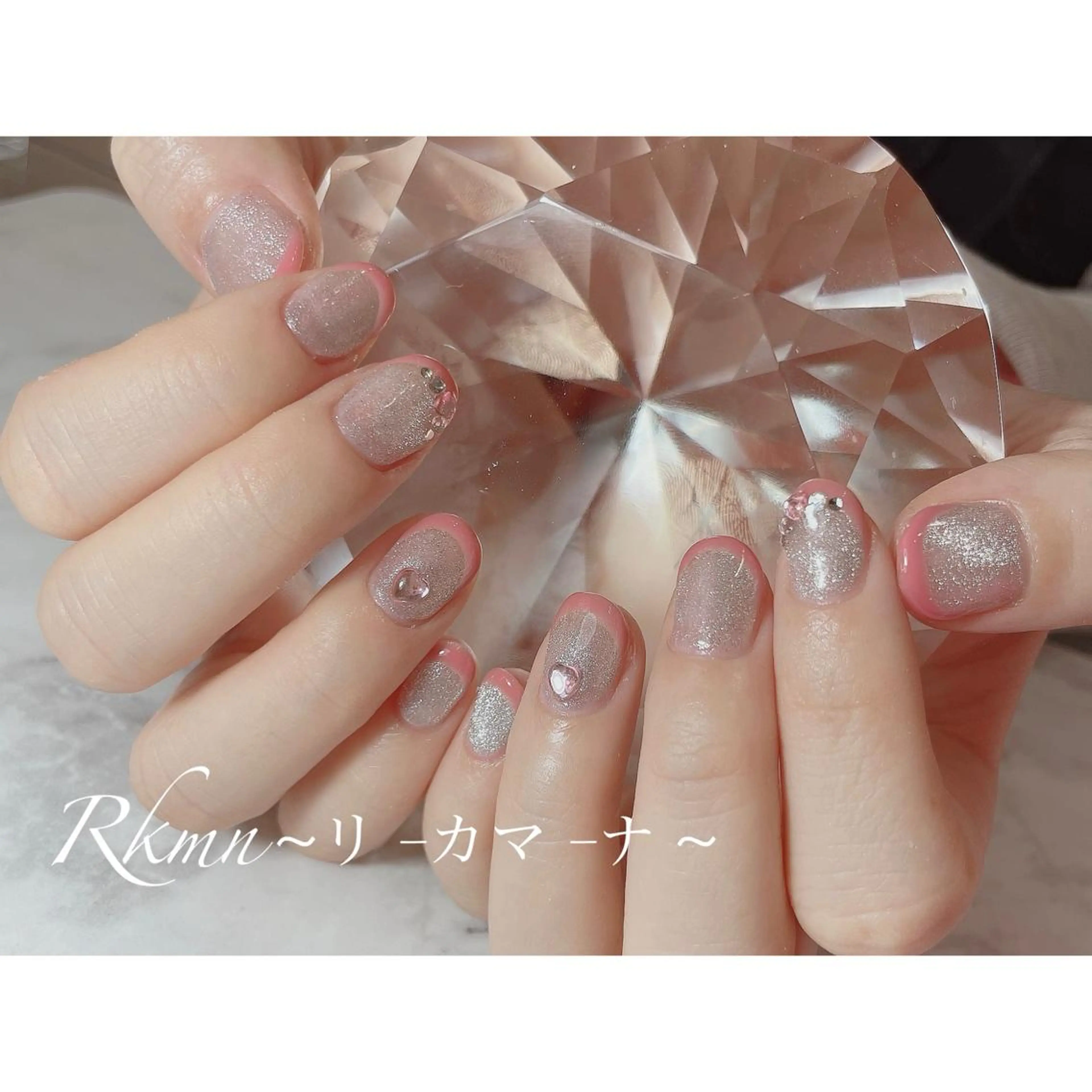 ネイル アートネイル フレンチネイル マグネットネイル 春ネイル ハンドネイル フットネイル ハンドケア Rkmn ~リ-カマ-ナ~のネイルデザイン