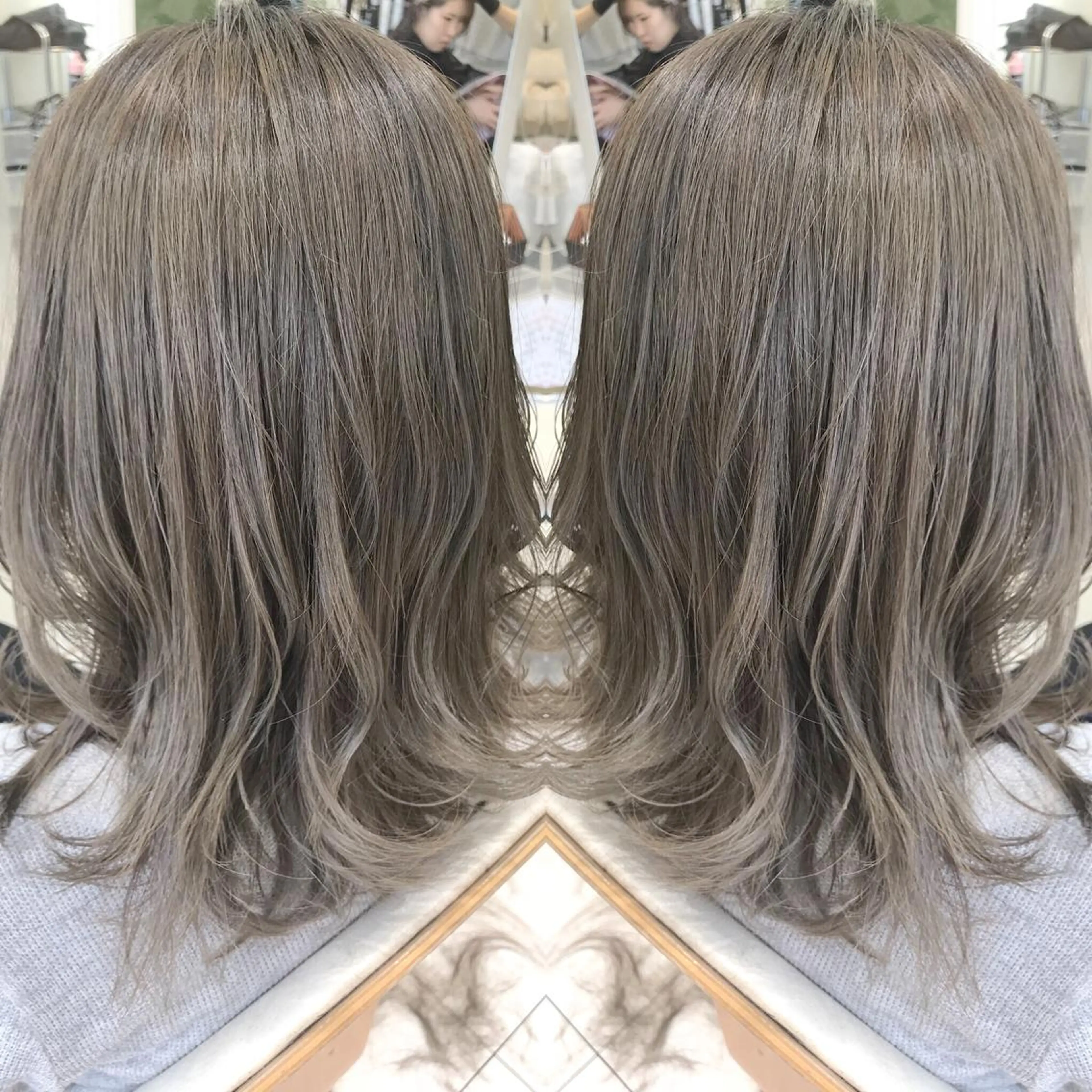 ミディアム カラー ナガイ ユウキのヘアスタイル