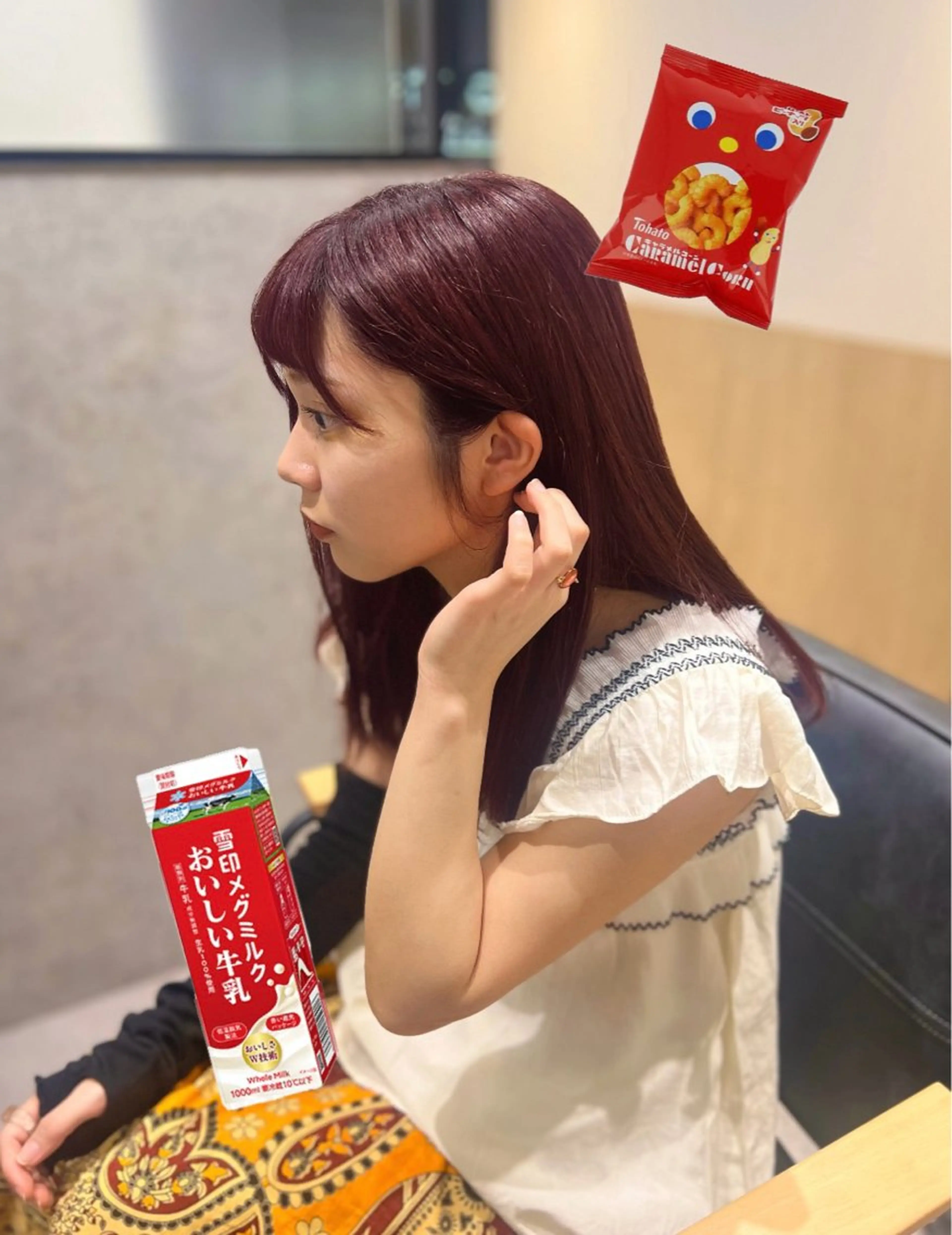 セミロング カラー 岡山ハイトーン・ ルーツカラー/こもものヘアスタイル