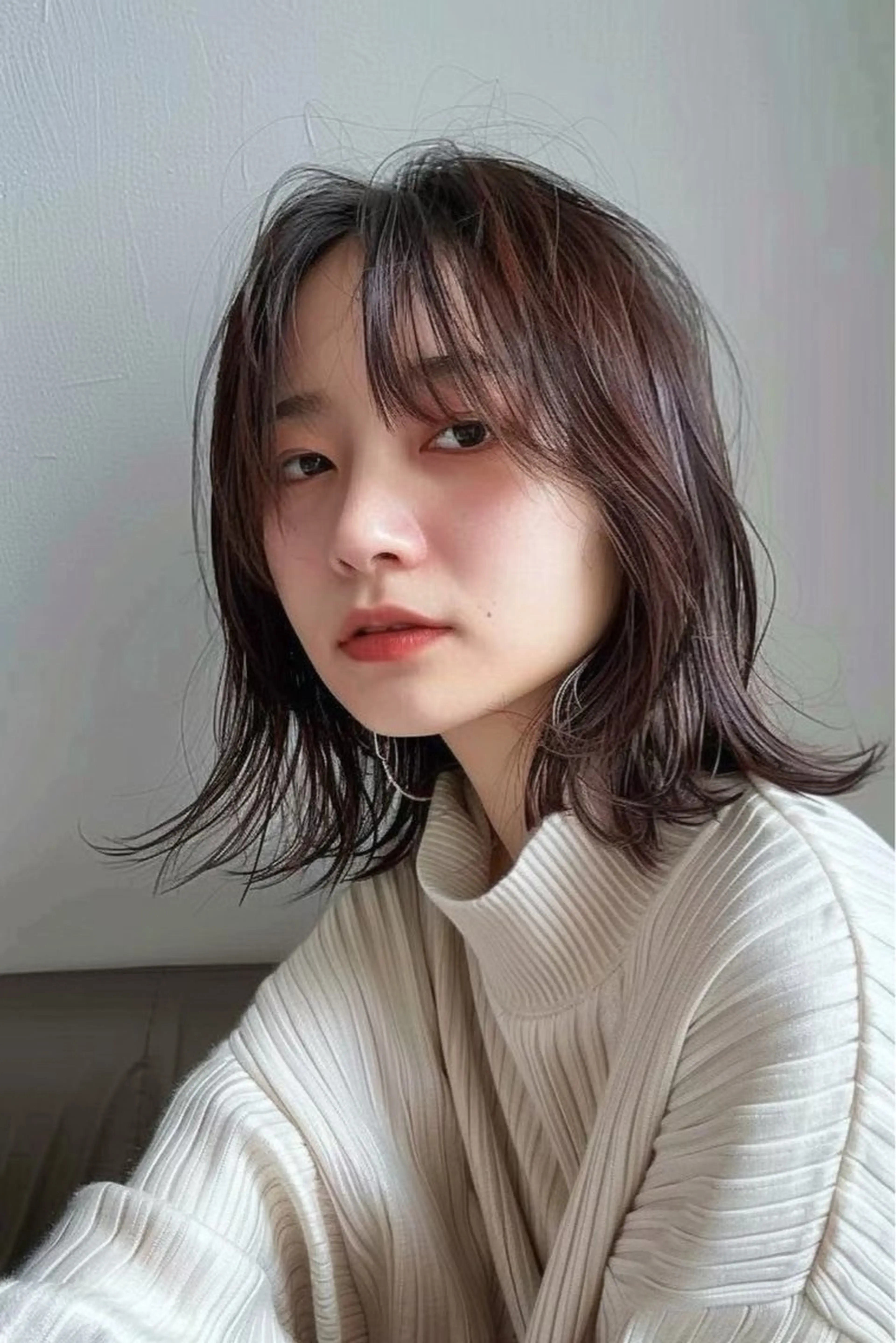 ミディアム カット ヘアカラー トリートメント 最新ケアカラー 髪質改善YUTOのヘアスタイル