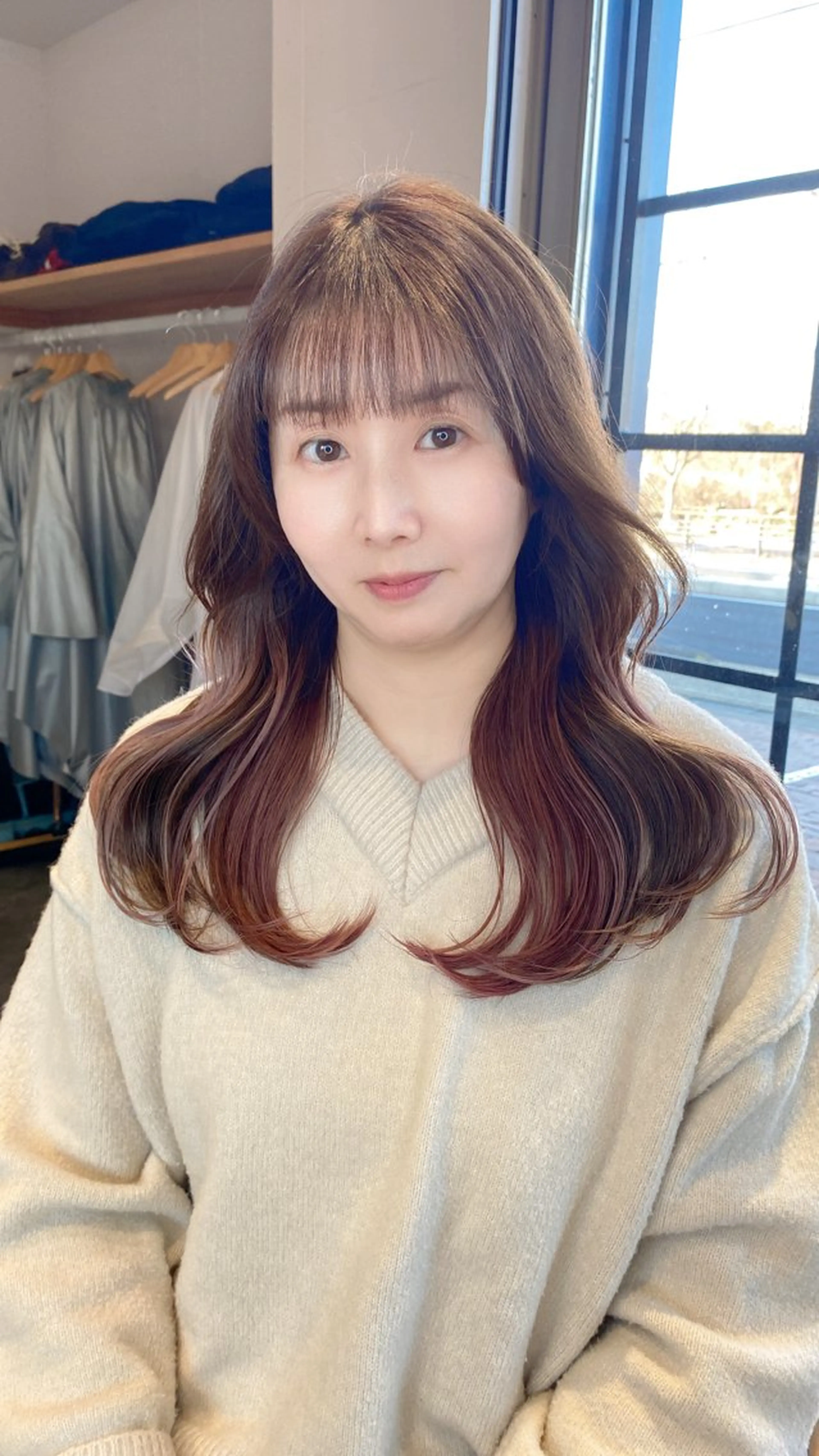 ロング くびれヘア 韓国風ヘア 永田竜一/ 小顔くびれレイヤーのヘアスタイル