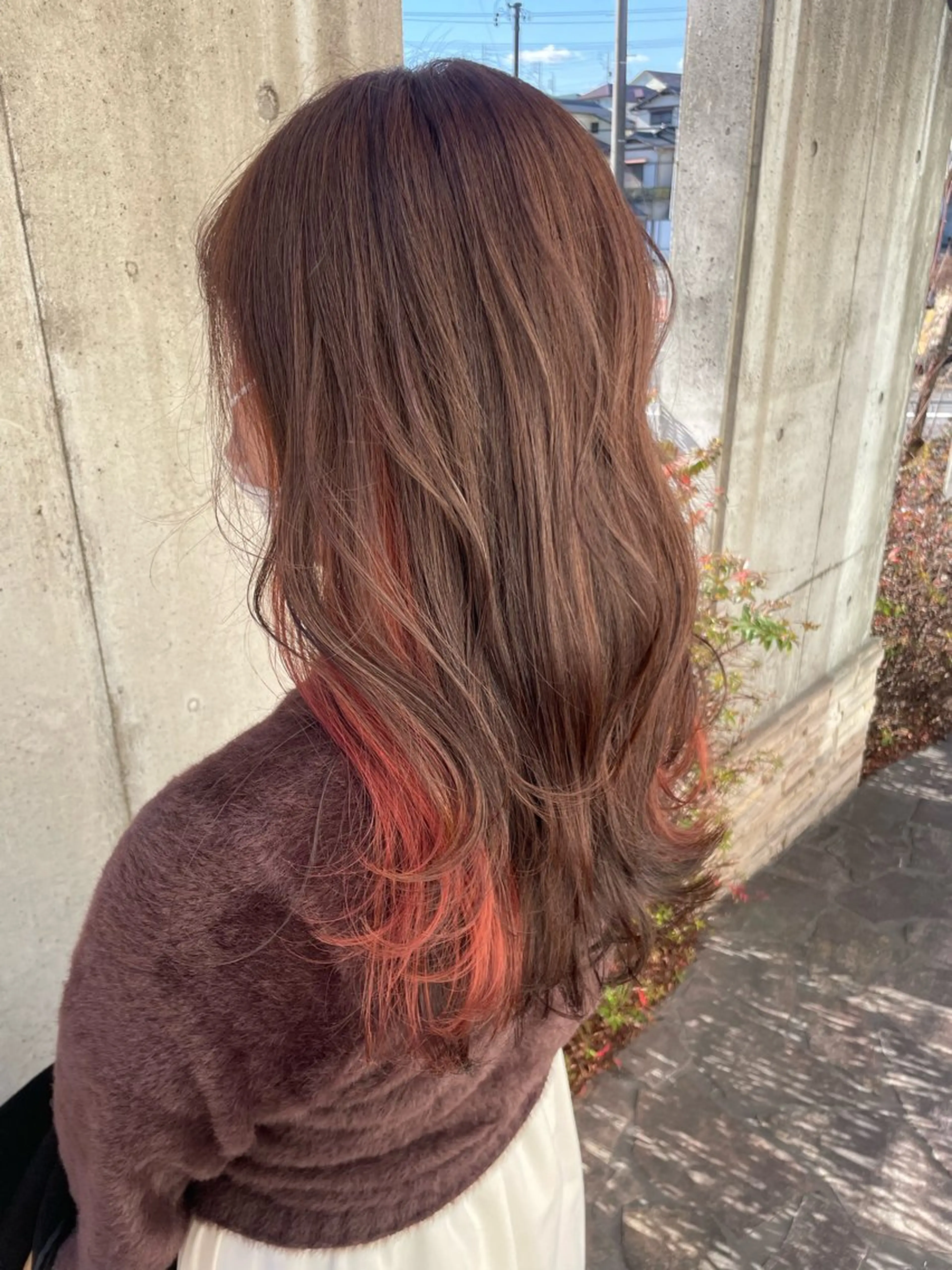 ロング カラー イヤリングカラー カット ヘアカラー ブランシェ神領店 笹原渚紗のヘアスタイル