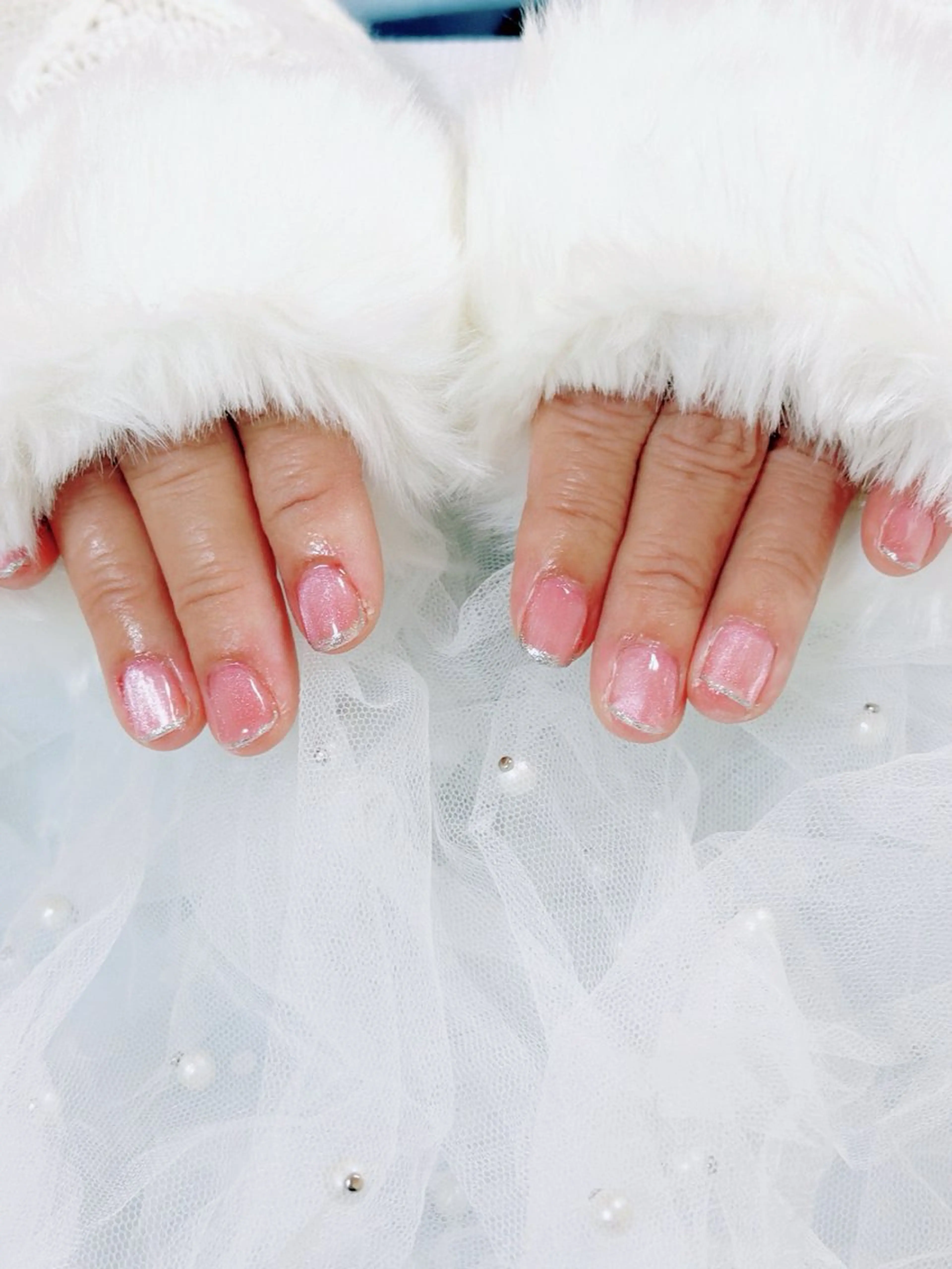 ネイル フレンチネイル 韓国ネイル ラメ(グリッター) マグネットネイル オフィスネイル ハンドネイル Rencontre所属・Rencontre 四谷三丁目韓国ネイルのネイルデザイン