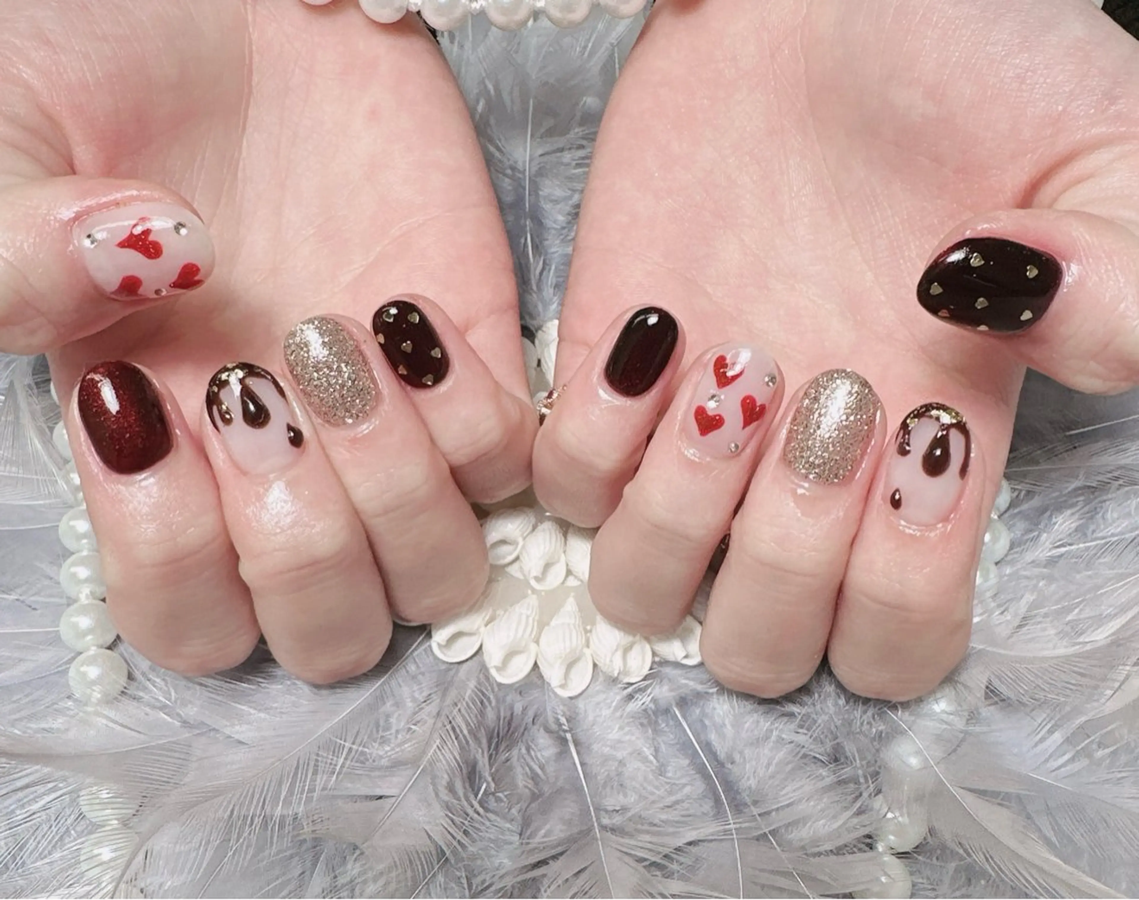 ネイル 持ち込み バレンタイン ハンドネイル Pretty Nail Salon     　(ジェル&ケア)所属・Pretty Nail Salonのネイルデザイン