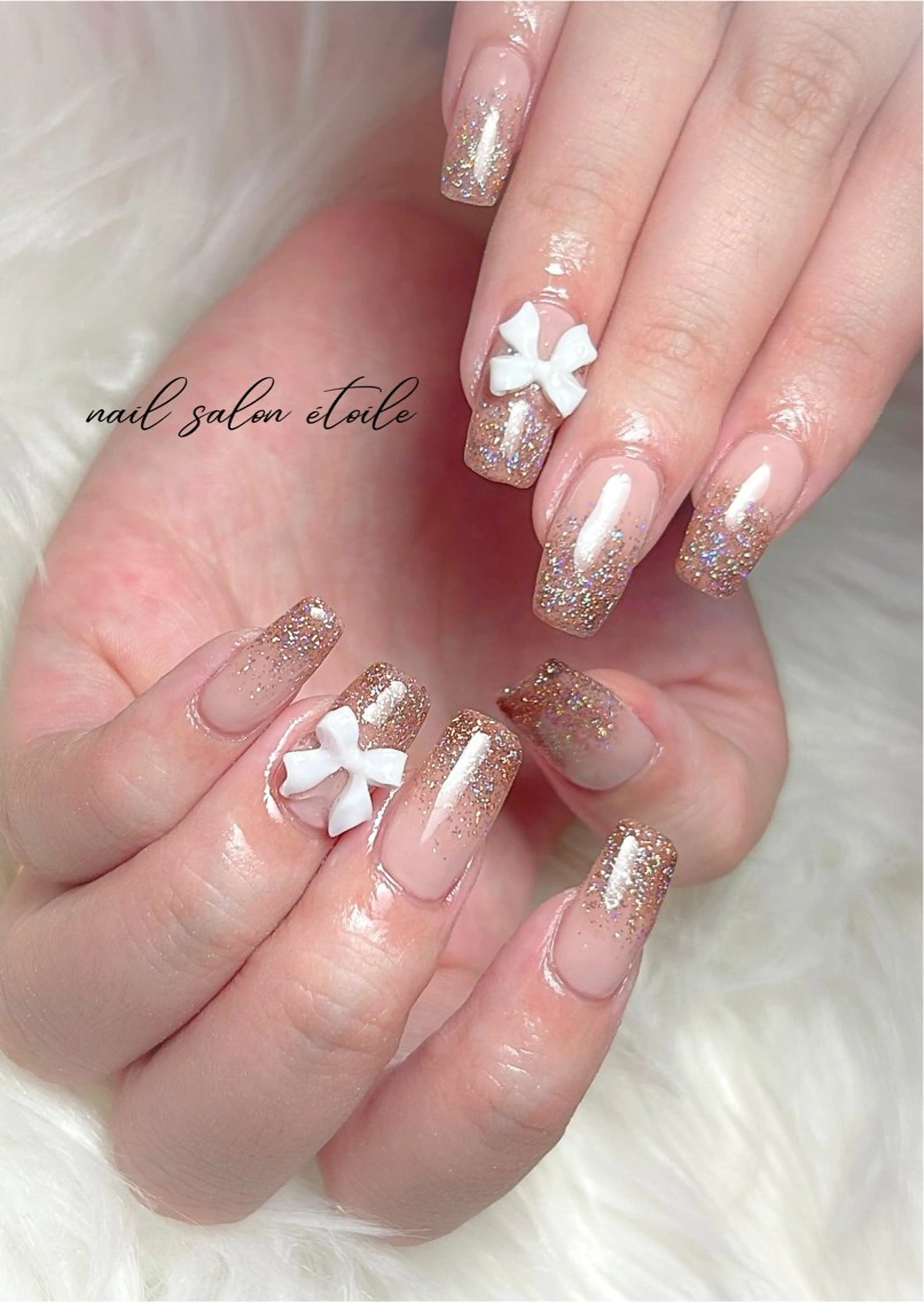 ネイル フラッシュネイル グラデーション リボン ハンドネイル nail salon étoileのネイルデザイン