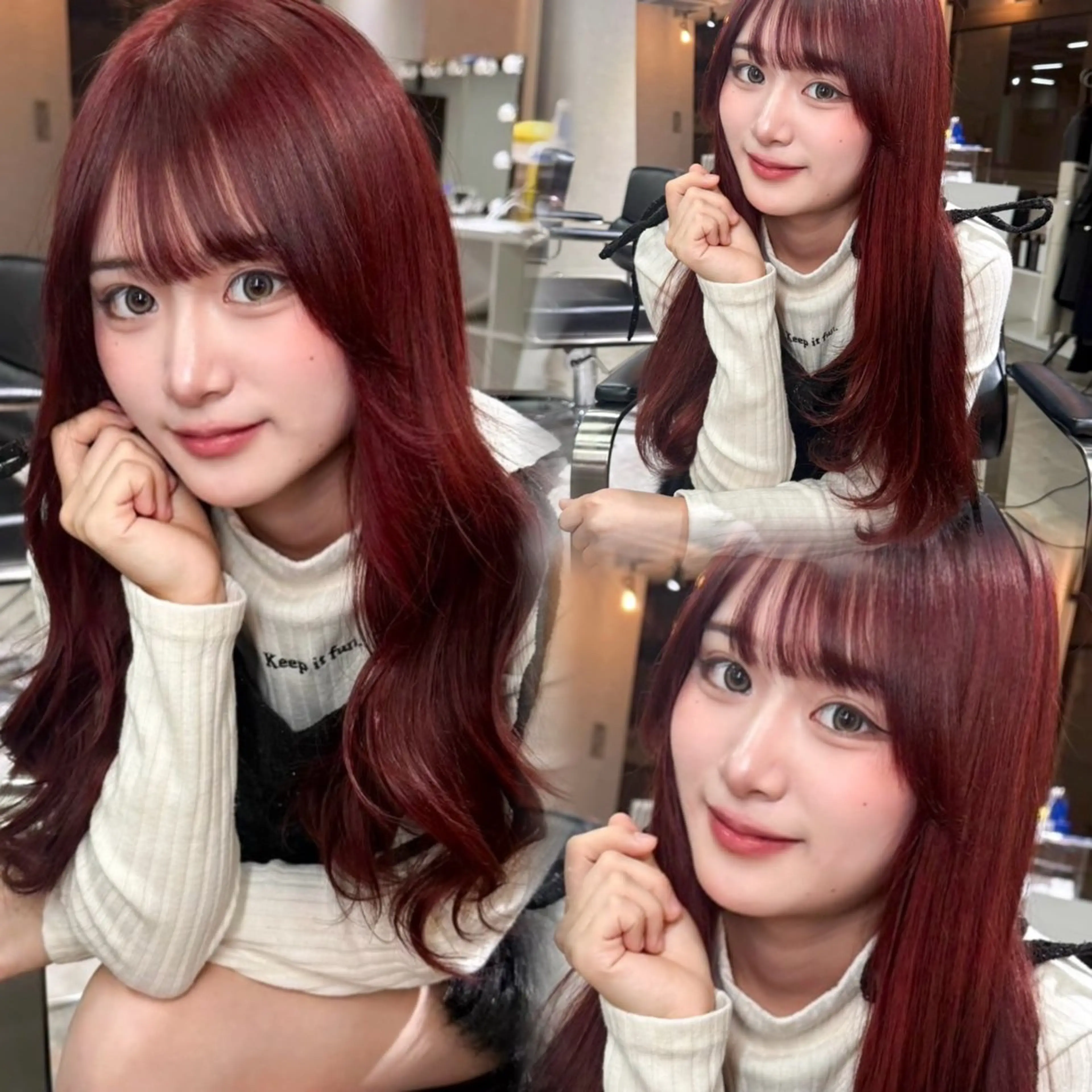 ロング カラー レッドカラー 髪質改善 レイヤーカット カット ヘアカラー 暖色/ミルクティー /レイヤー/マリア♡のヘアスタイル
