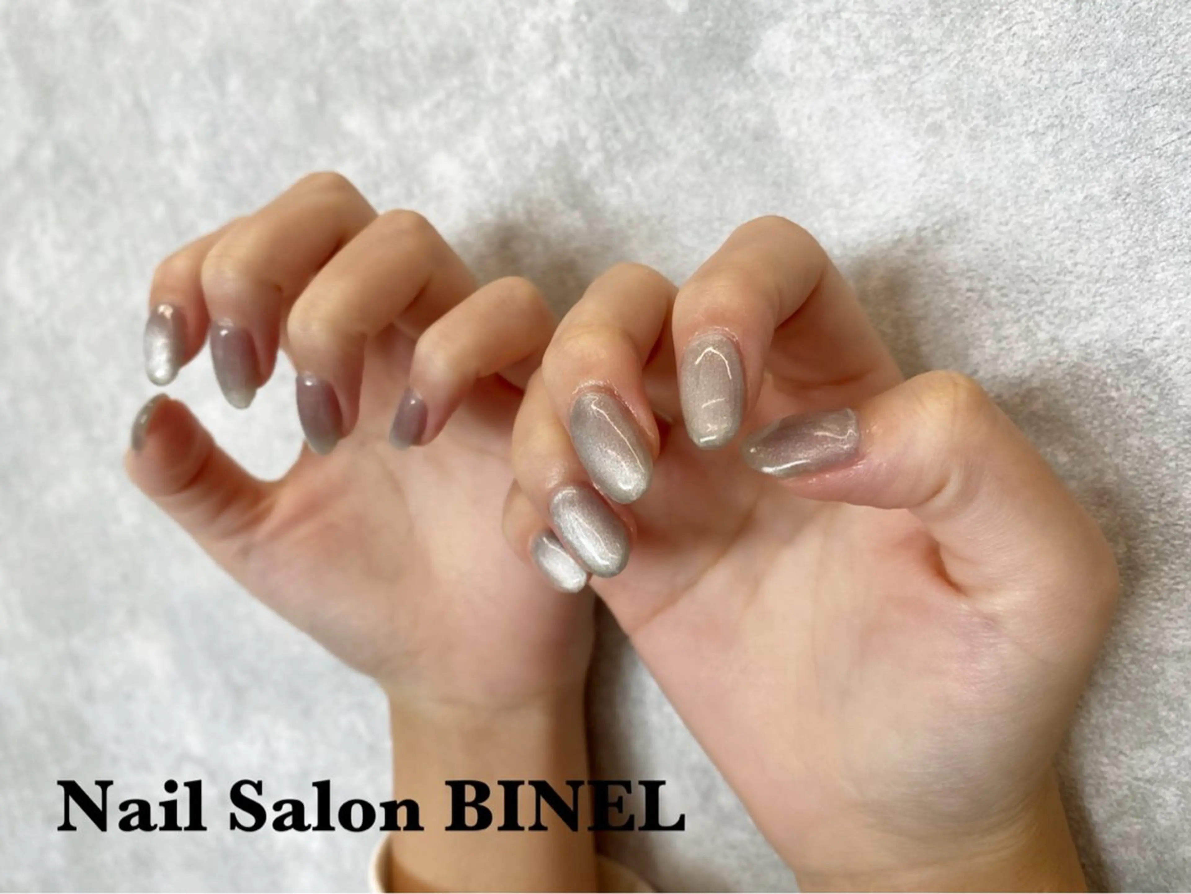 ネイル マグネットネイル シルバー ハンドネイル H. Yuukaのネイルデザイン