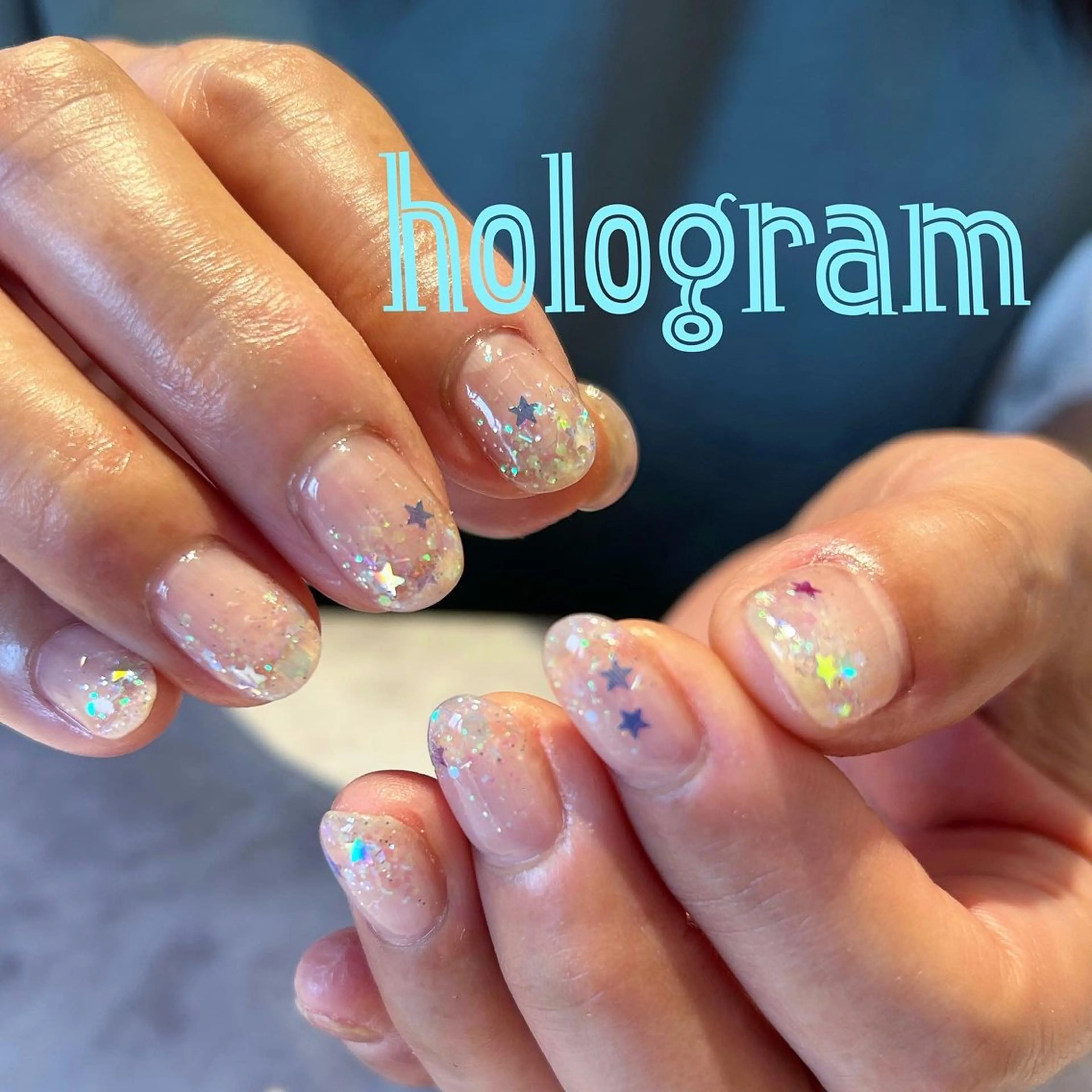 ネイル クリアネイル グラデーション ホログラムネイル キラキラネイル nail salon amyのネイルデザイン