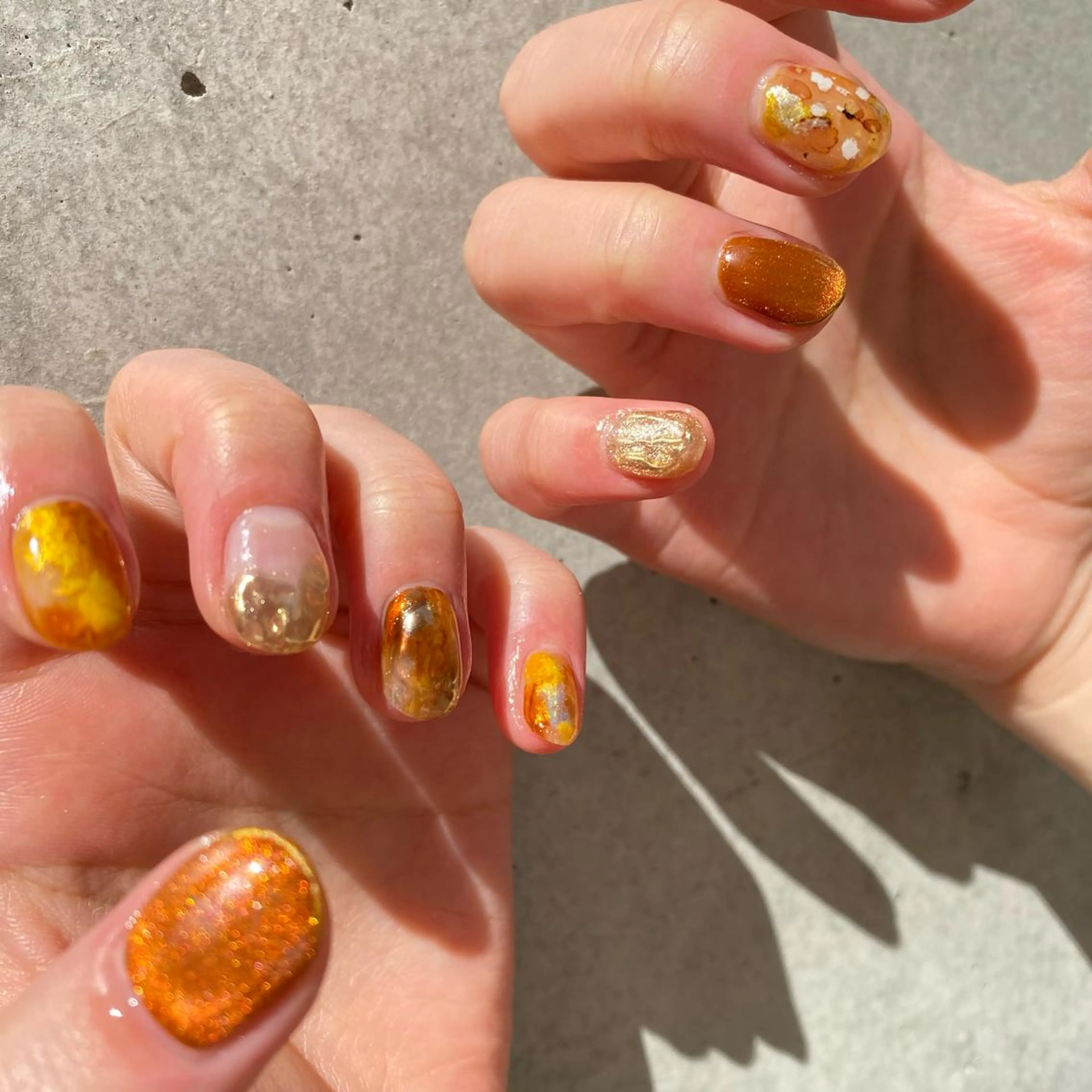 ネイル ブラウン クリアネイル ニュアンスネイル 夏ネイル C. 👑itoのマツエク・マツパデザイン