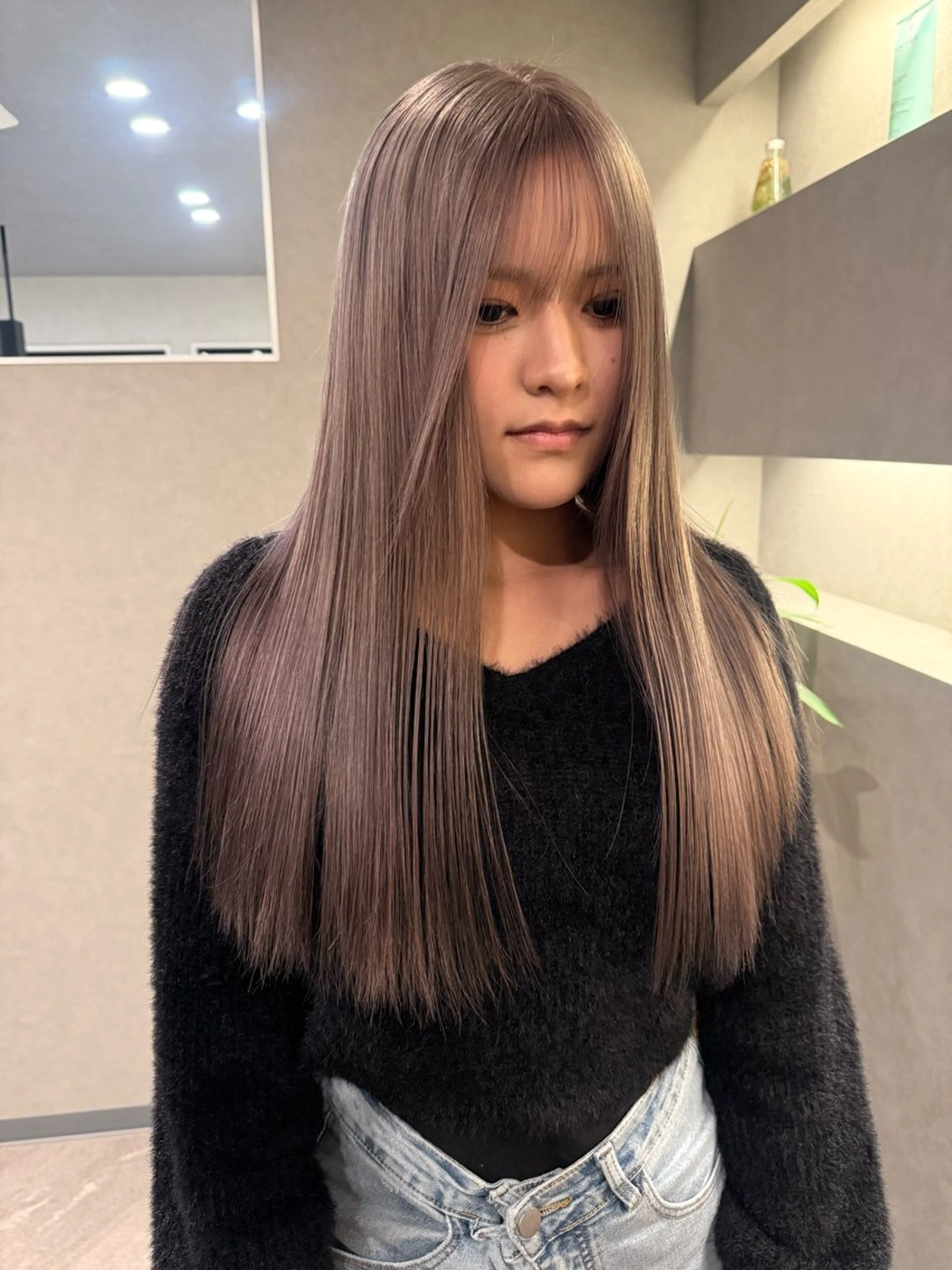 ロング カラー グレージュ ヘアカラー 透明カラー/レイヤー misaki °*のヘアスタイル