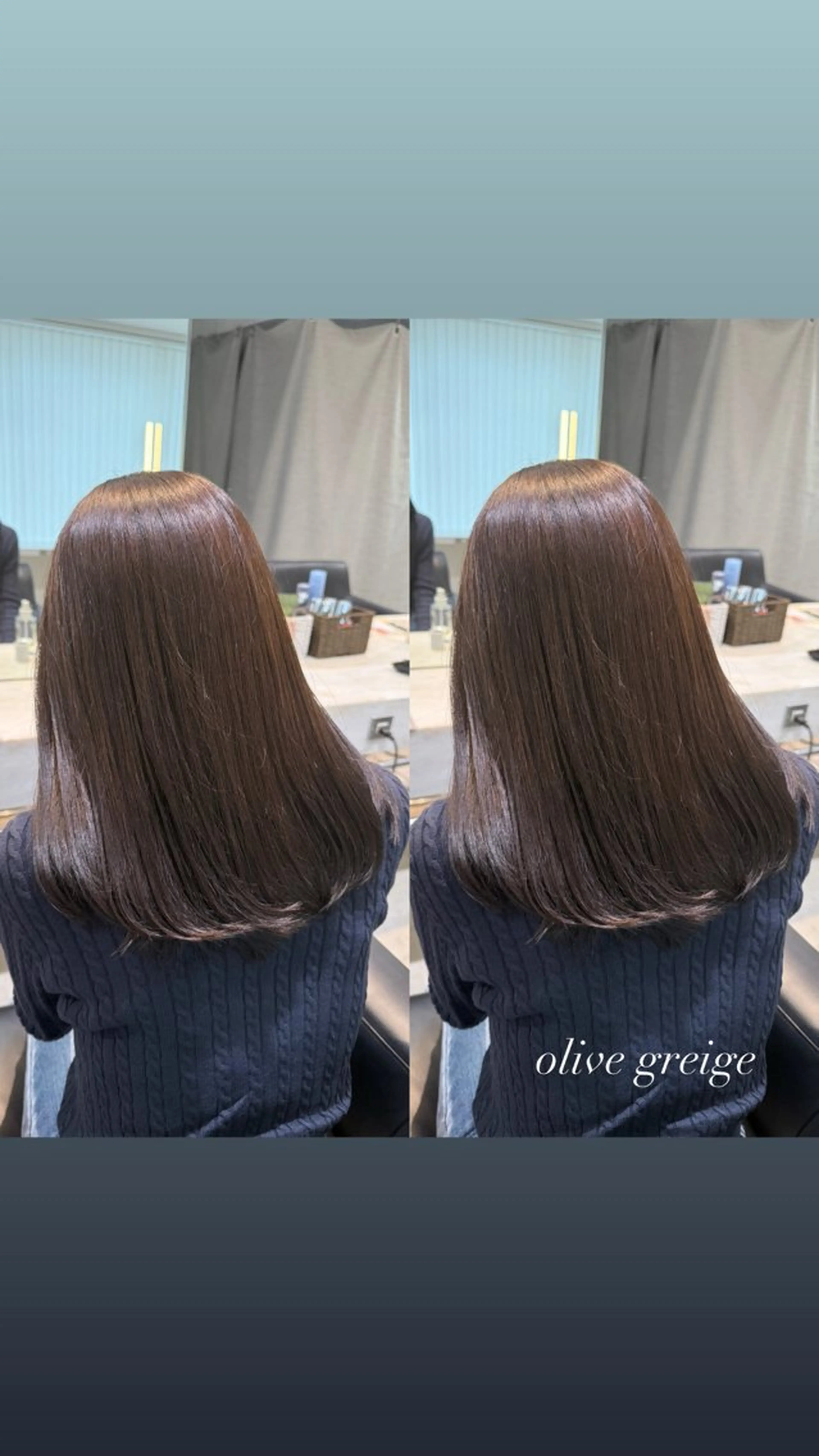 セミロング カラー 透明感カラー グレージュ オリーブグレージュ オリーブグレー ヘアカラー トリートメント 暖色カラー/ ストレート/くるみのヘアスタイル