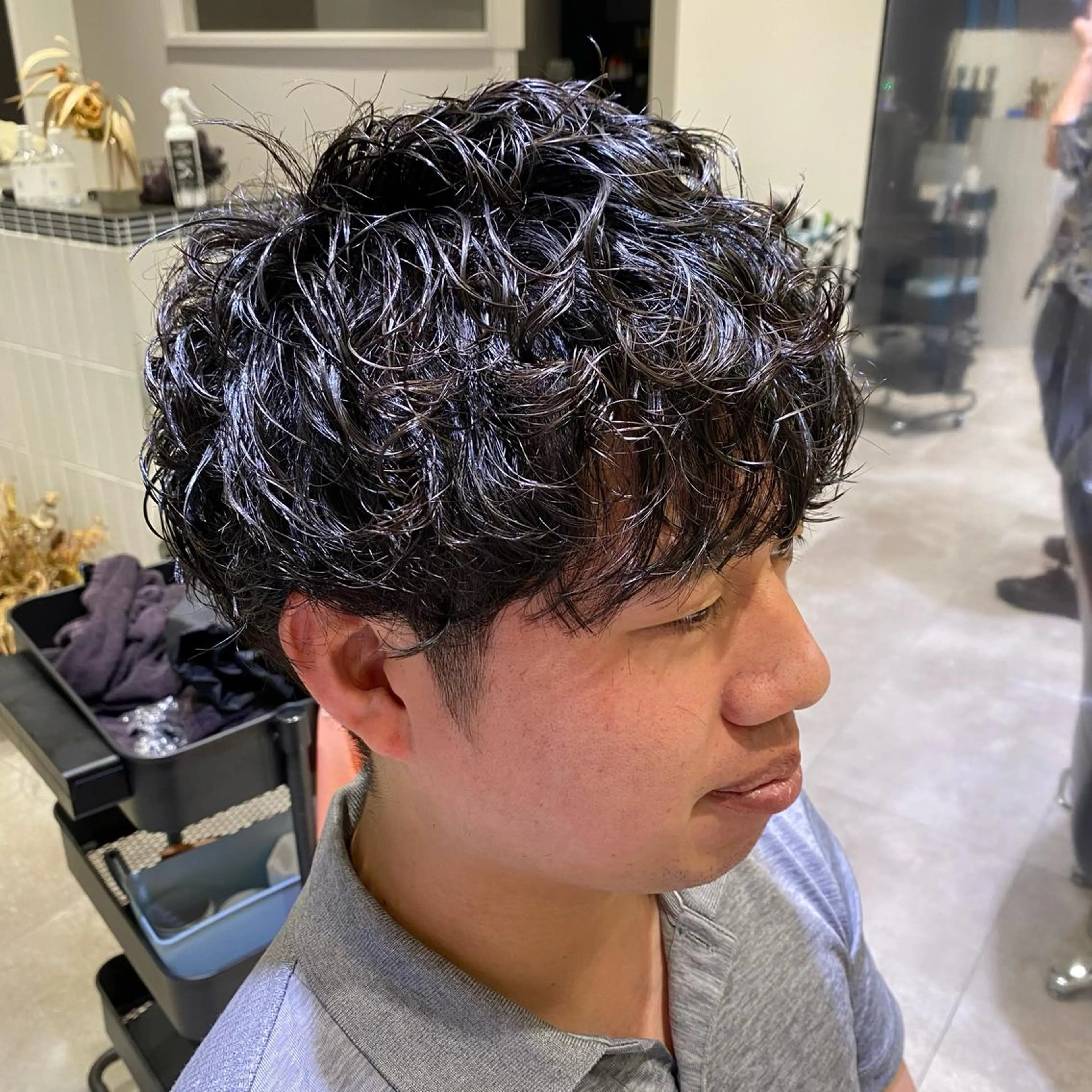 パーマ メンズ メンズパーマ スパイラルパーマ 上石神井メンズパーマ 飯田徹のヘアスタイル