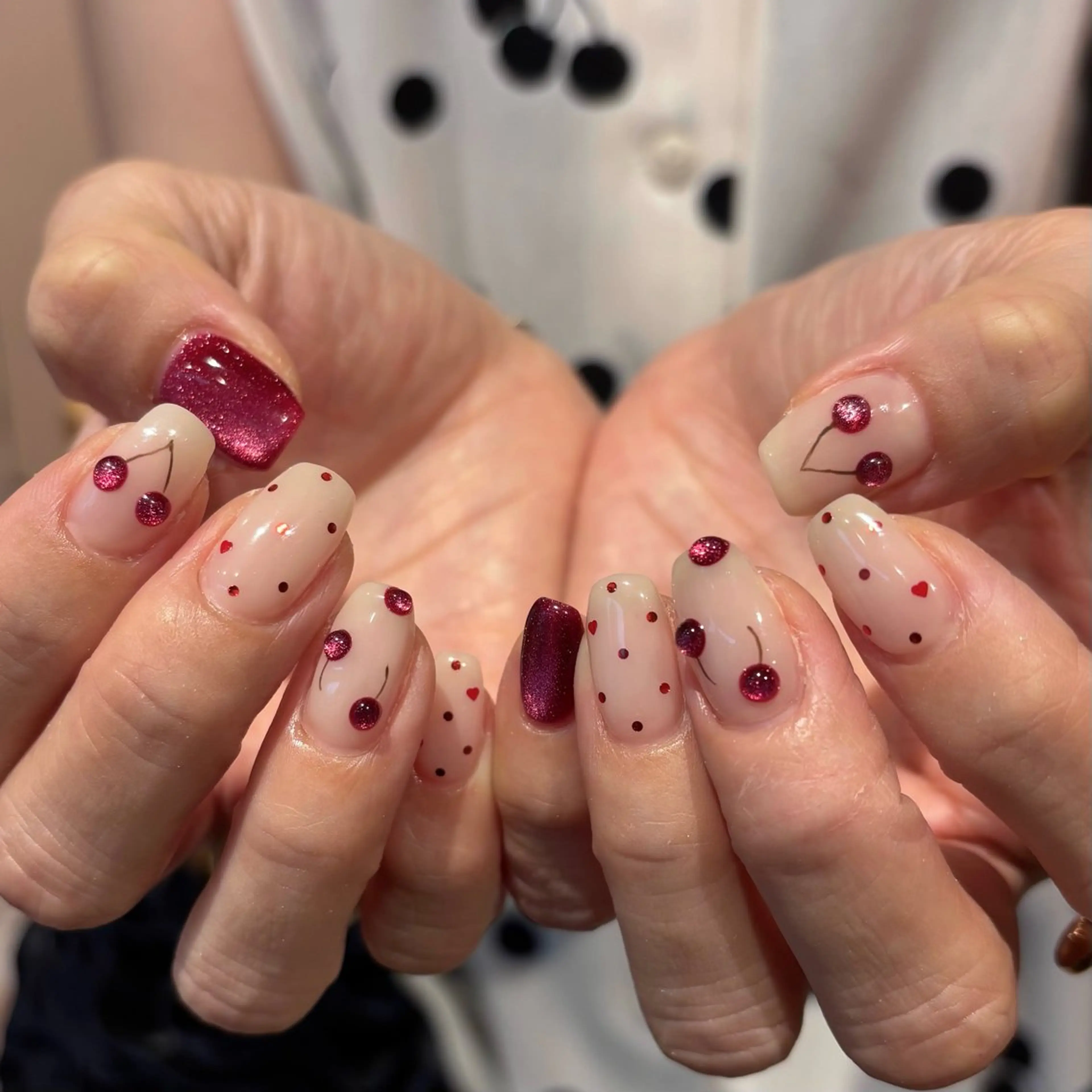 ネイル ドット ハート マグネットネイル ぷっくりネイル Bianca名駅店 安田のネイルデザイン