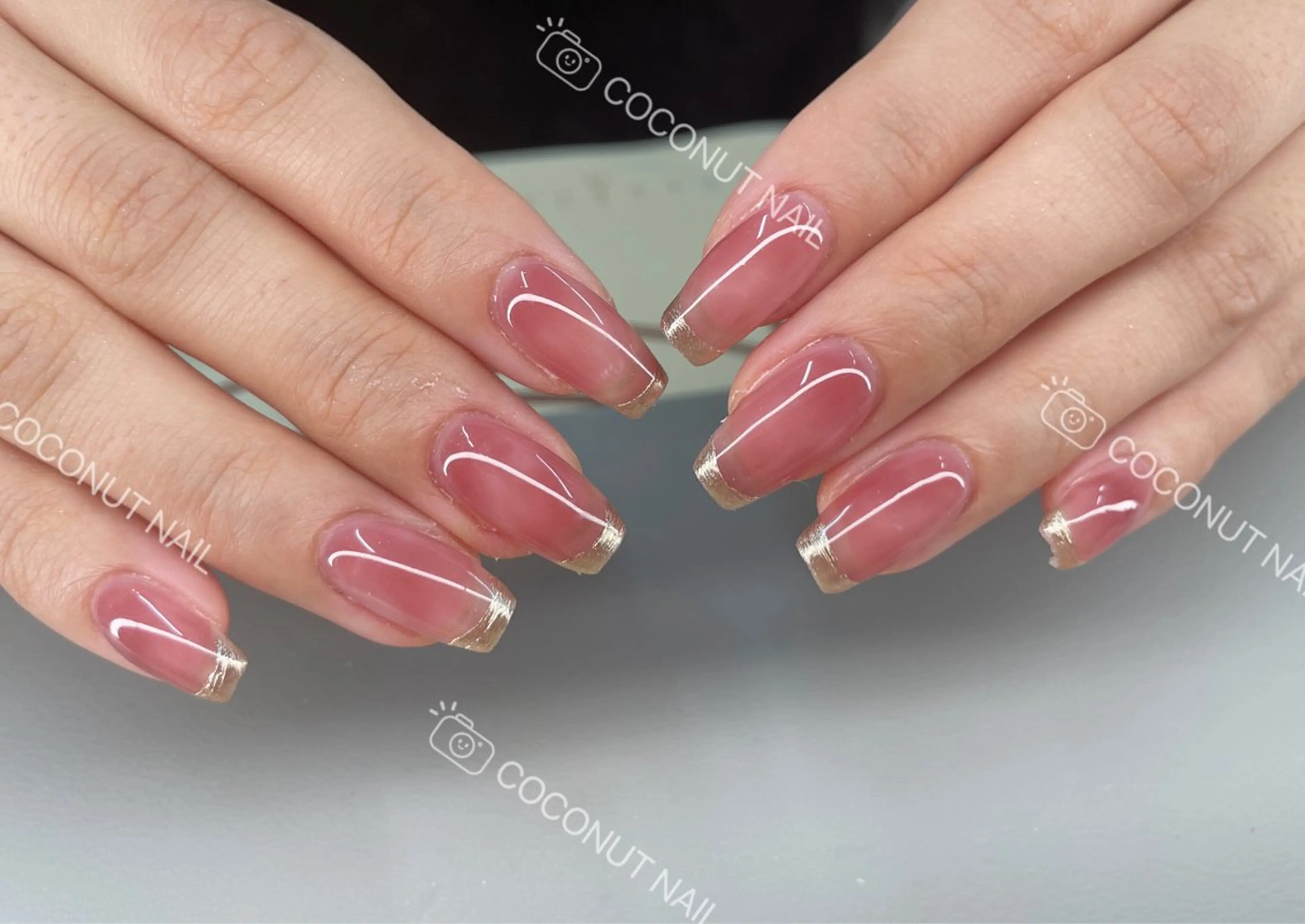 ベース色付ガラスフレンチ＆ミラーフレンチ☆ご新規オフ無料の写真