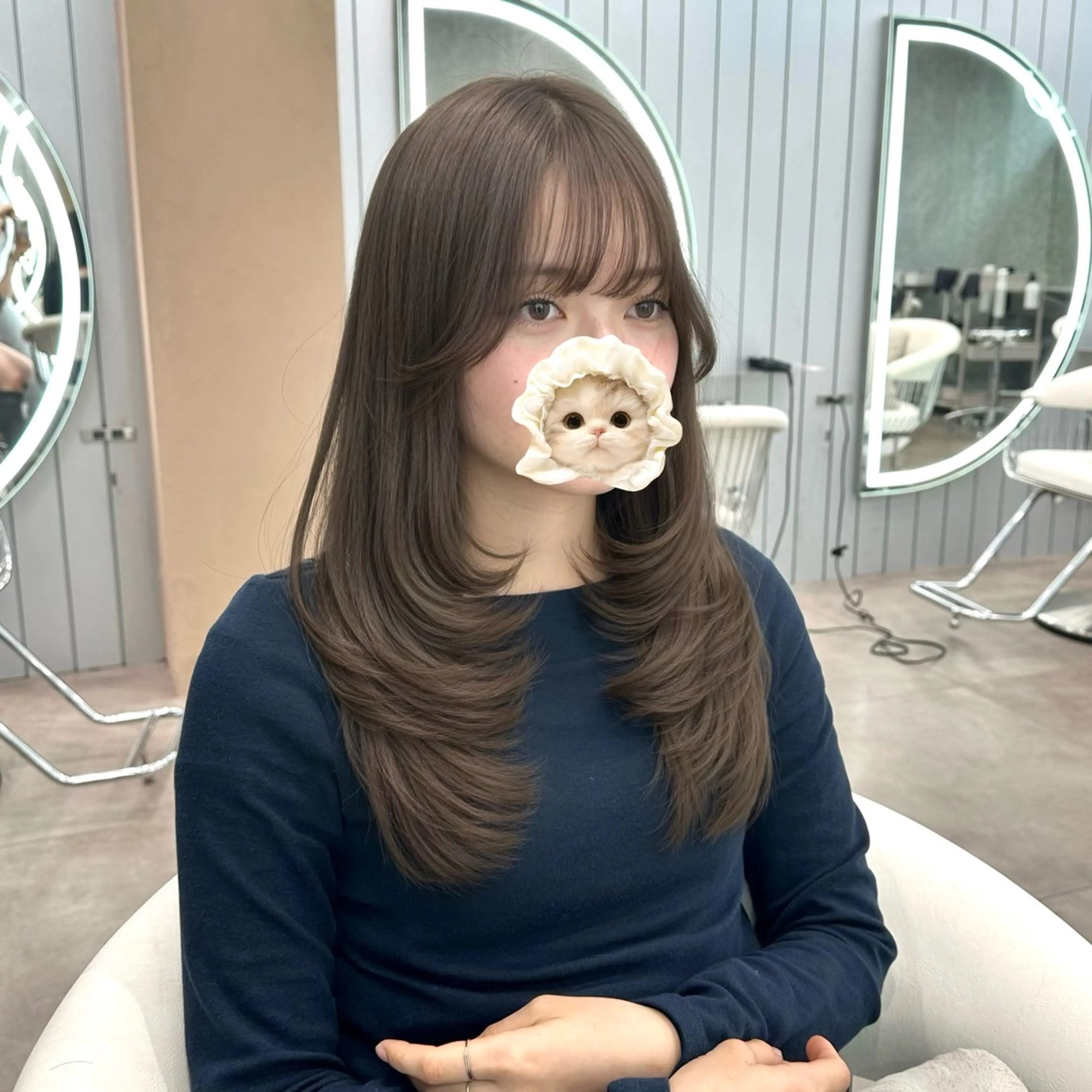ミディアム カラー ヘアアレンジ ブリーチ ダブルカラー グレージュ ブリーチなしカラー レイヤーカット カット ヘアカラー トリートメント ブリーチなしW🎀 髪質改善/はのんのヘアスタイル