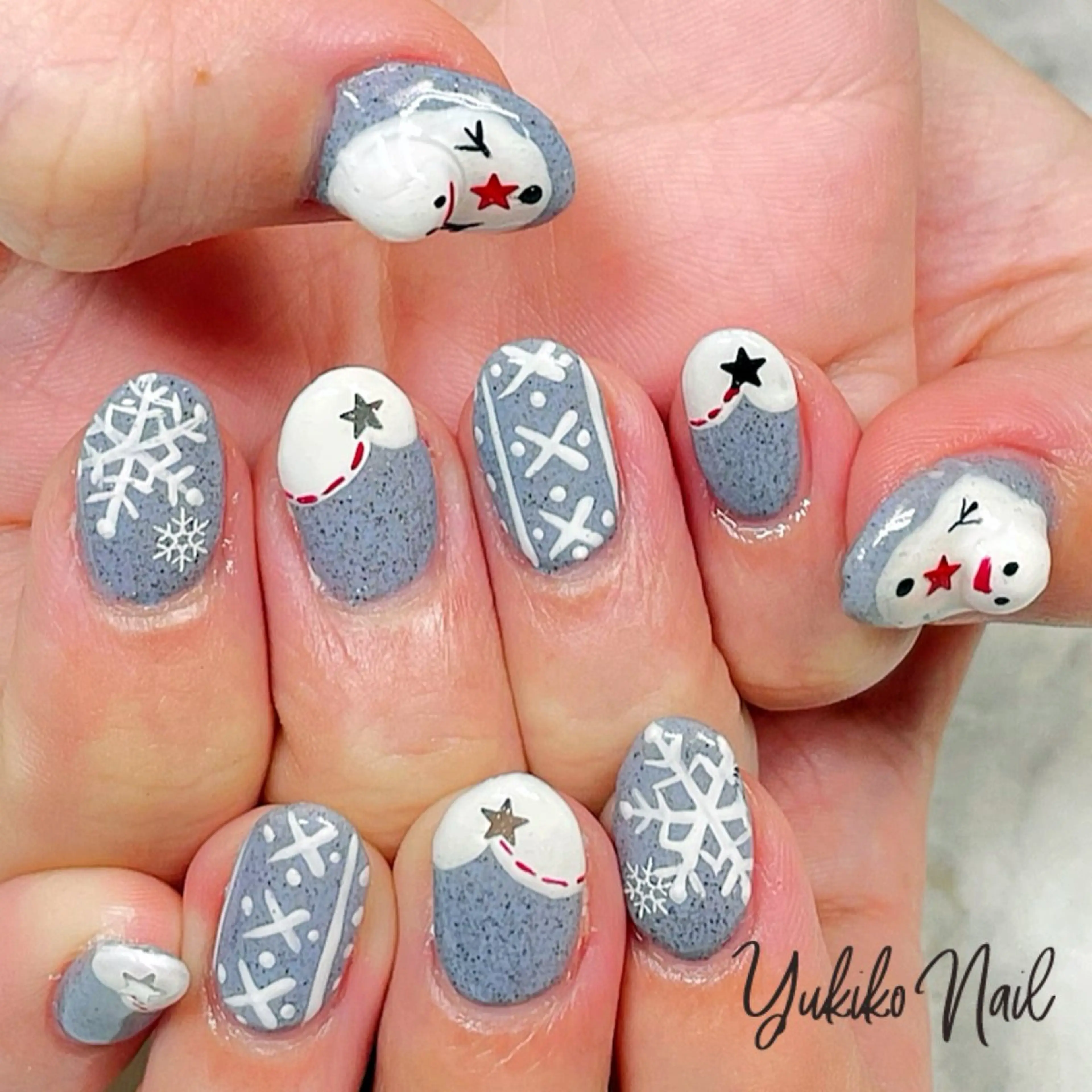 ネイル ブルー 冬ネイル ハンドネイル ユキコ ネイルのネイルデザイン