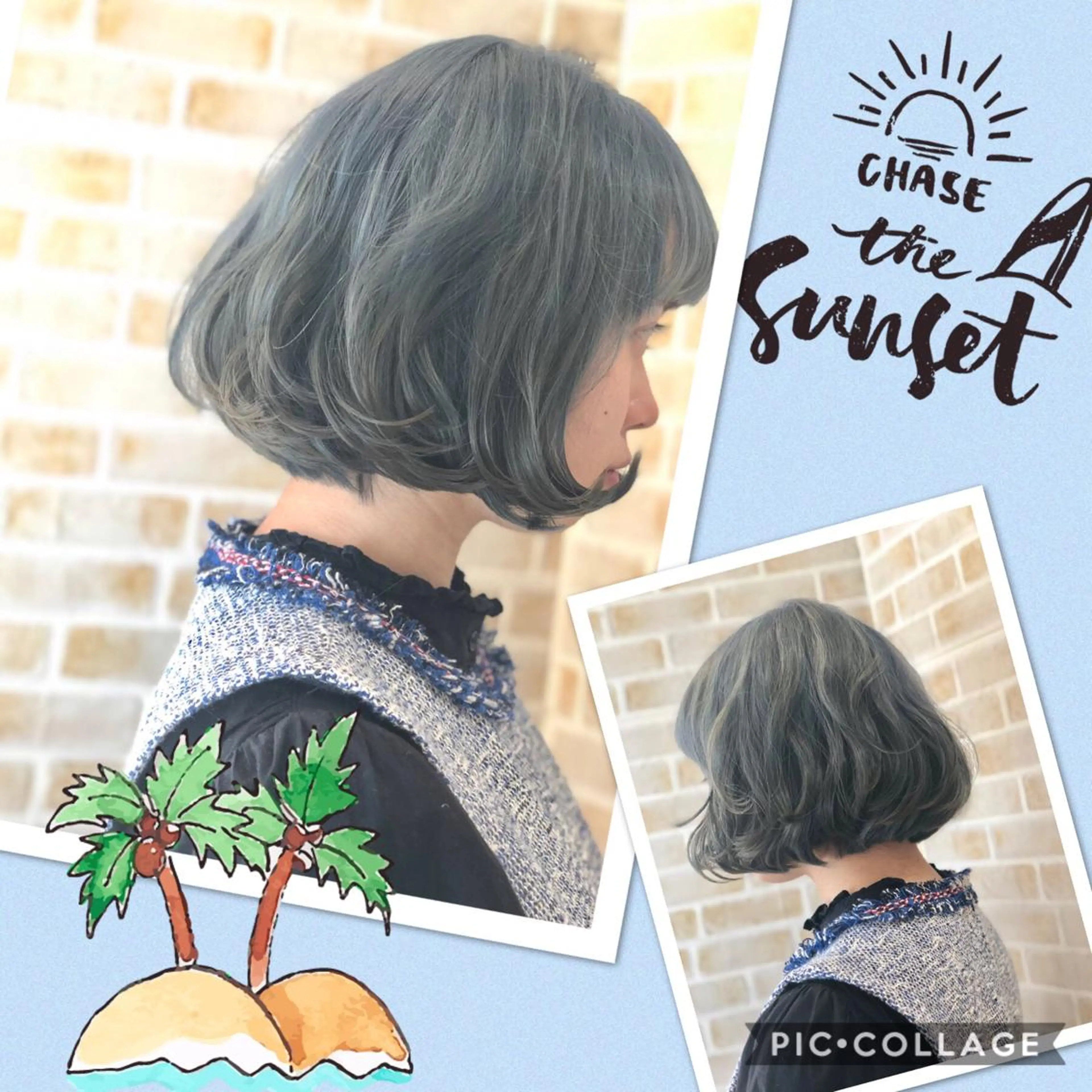 ショート カラー ブリーチ ブルーカラー ブルージュ 永島 桜のヘアスタイル