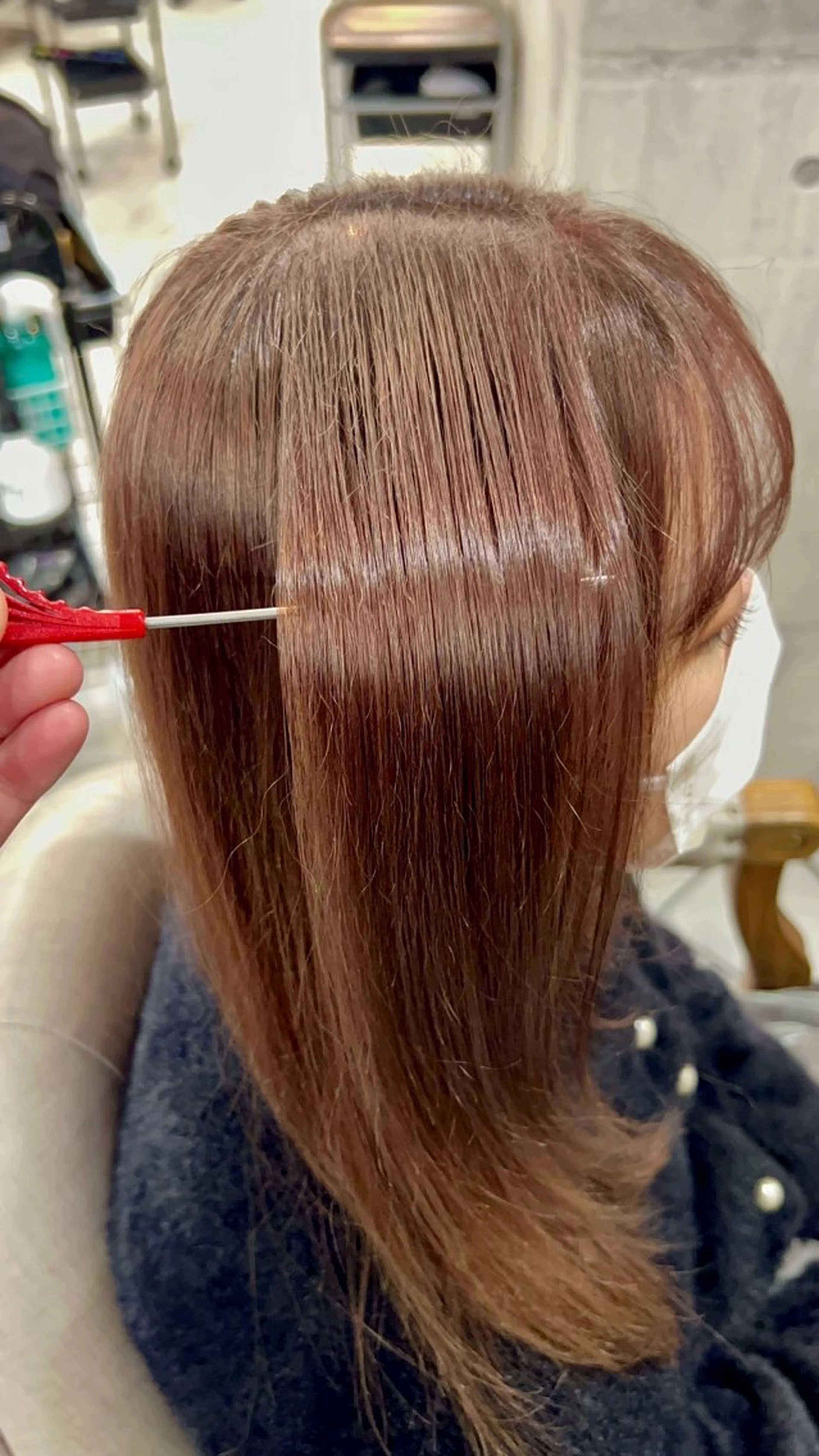 ミディアム ピンクブラウン 髪質改善 カット ヘアカラー トリートメント レイヤー/韓国 ハイトーン興津史弥のヘアスタイル