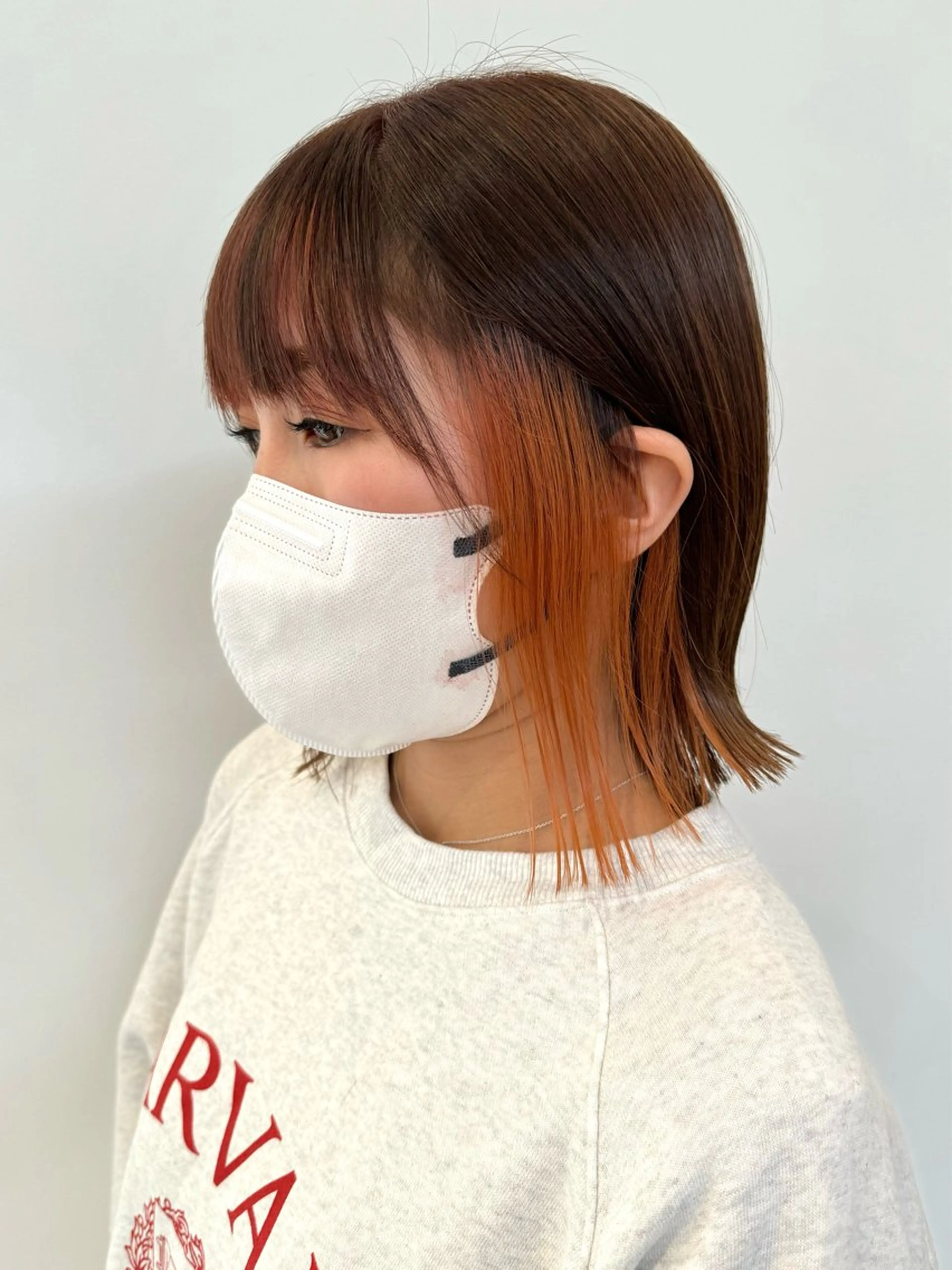 ミディアム カラー インナーカラー オレンジ 中西倖 トップスタイリストのヘアスタイル