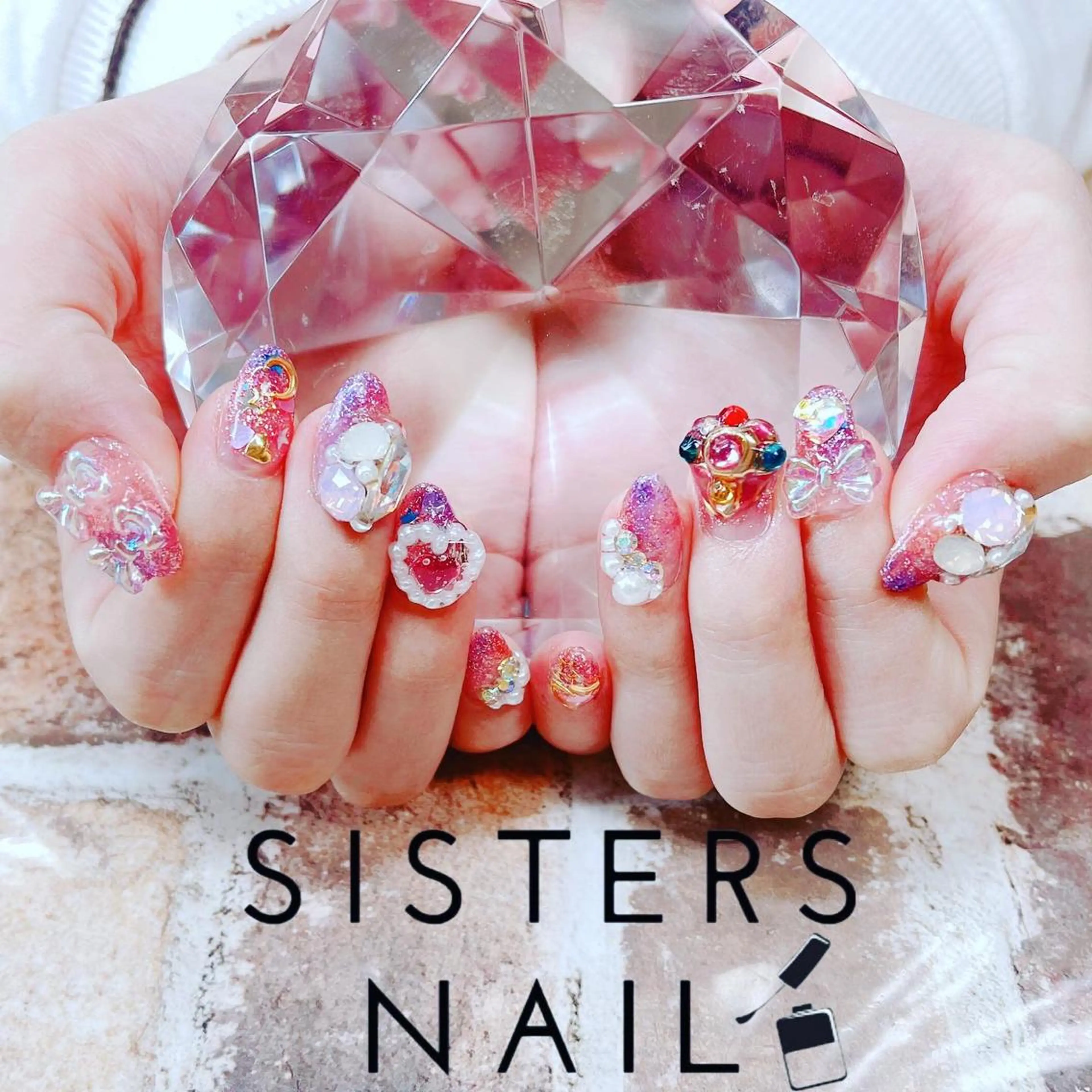 ネイル アートネイル 成人式 ハート キラキラネイル ラメ(グリッター) sisters nail.fのネイルデザイン