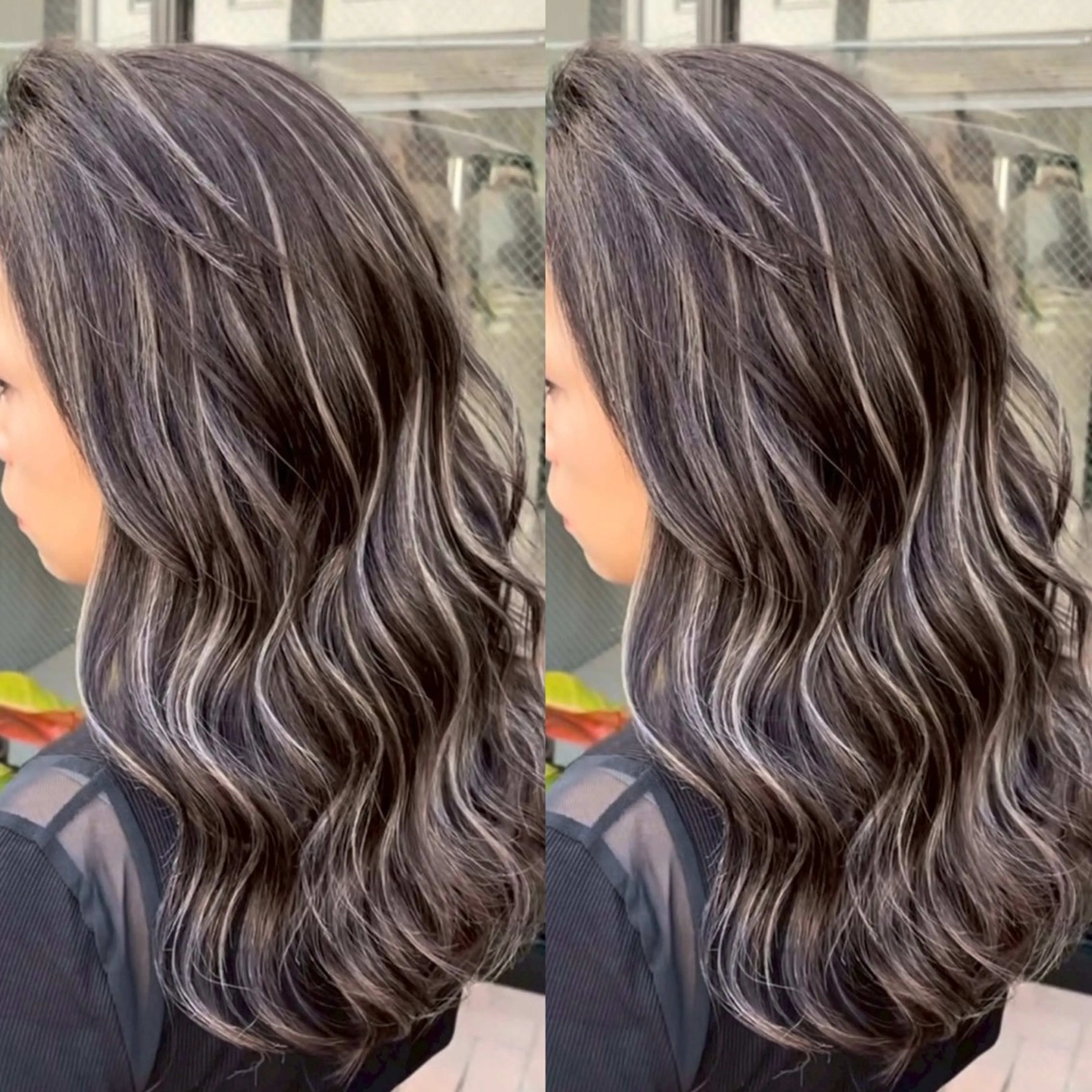 ロング カラー バレイヤージュ ベージュカラー ブリーチ ケアブリーチ デザインカラー ヘアカラー ONYX 表参道所属・表参道/ハイライト 髪質改善ストレートのヘアスタイル