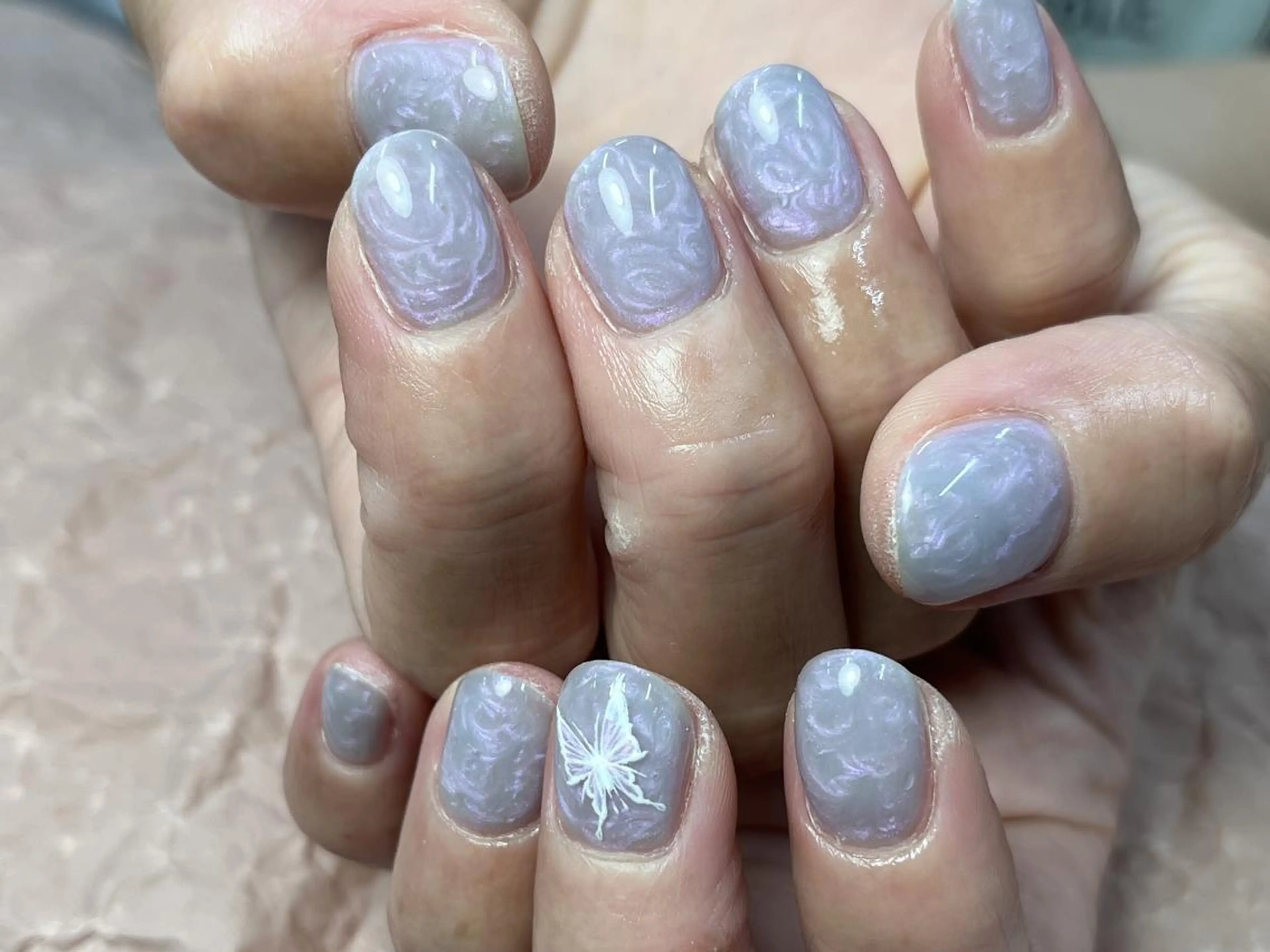 ネイル パープル ハンドネイル ハンドケア ToliyDeliy Nail Salonのネイルデザイン