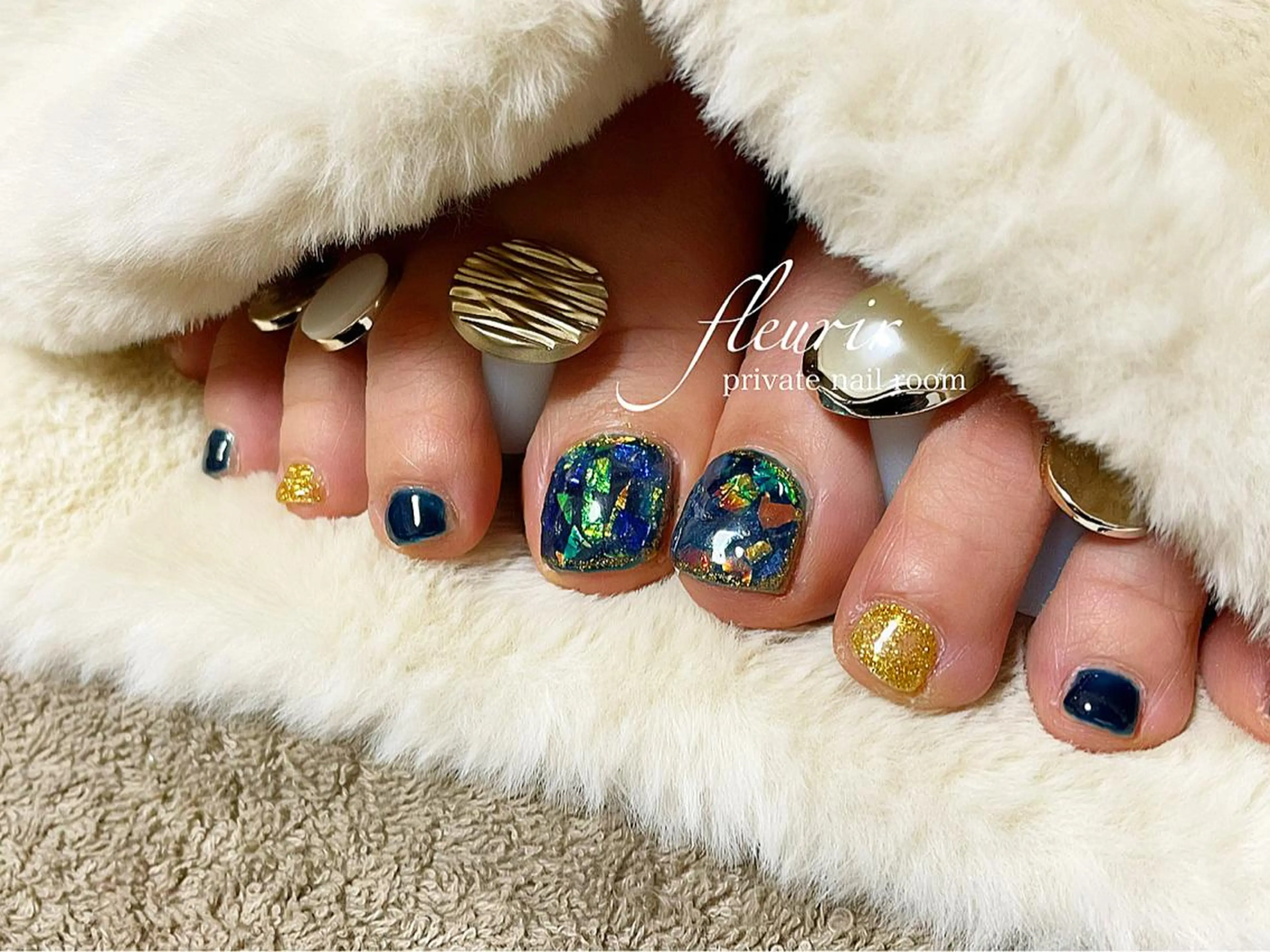 ネイル アートネイル 長さ出し フットネイル ラメ(グリッター) 持ち込み フルリール 【プライベートサロンのネイルデザイン