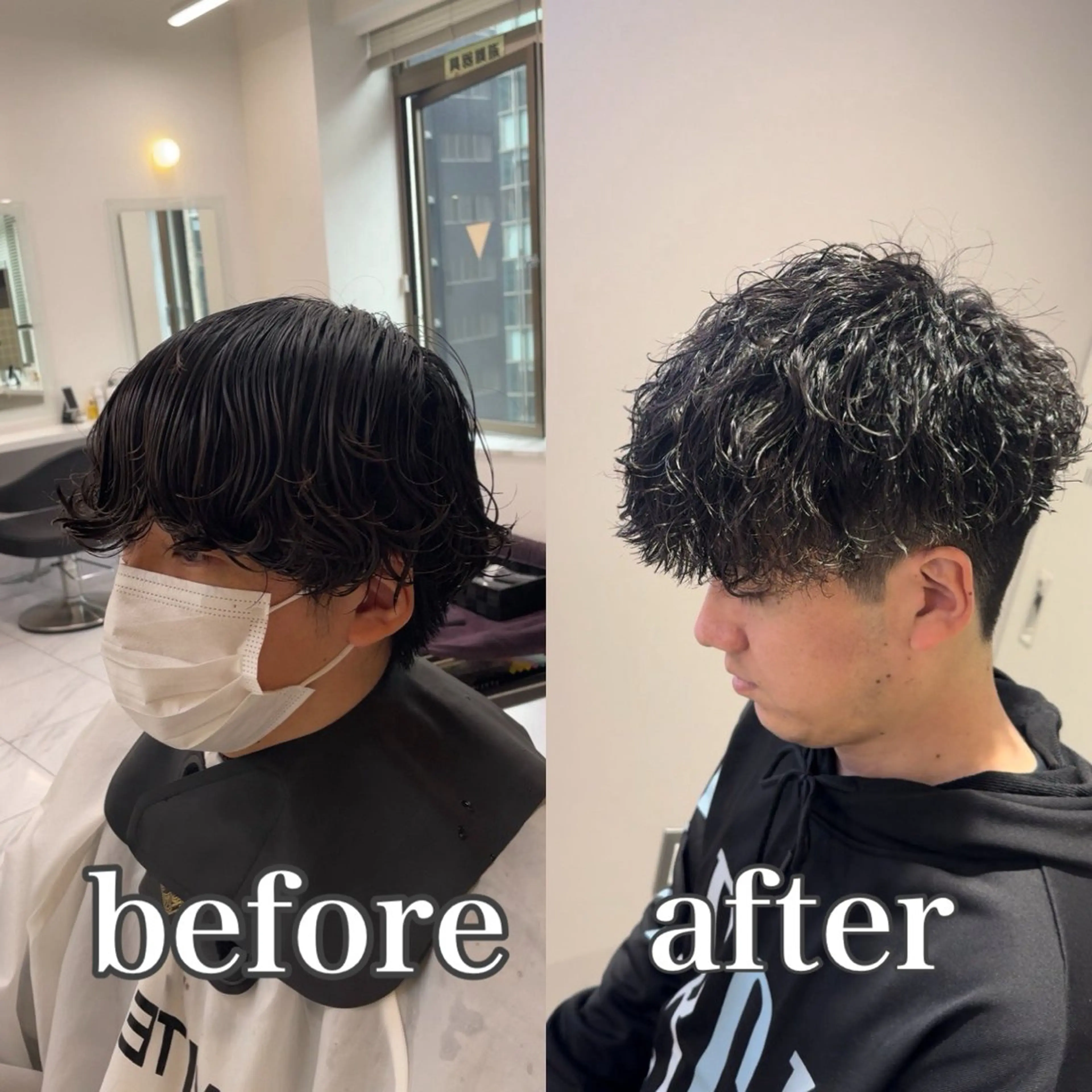 ショート パーマ ヘアアレンジ メンズ メンズパーマ 顔まわりカット の達人のヘアスタイル