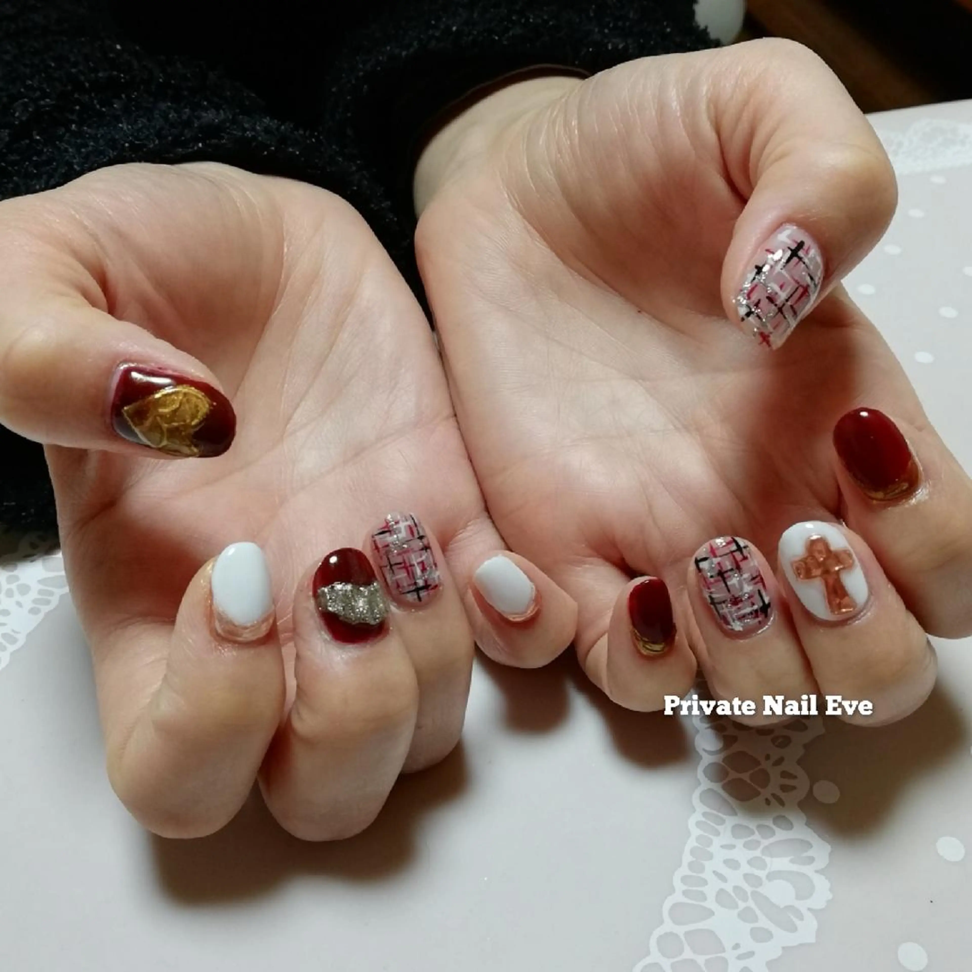 ネイル ハート ミラーネイル ハンドネイル ネイル junkoのネイルデザイン