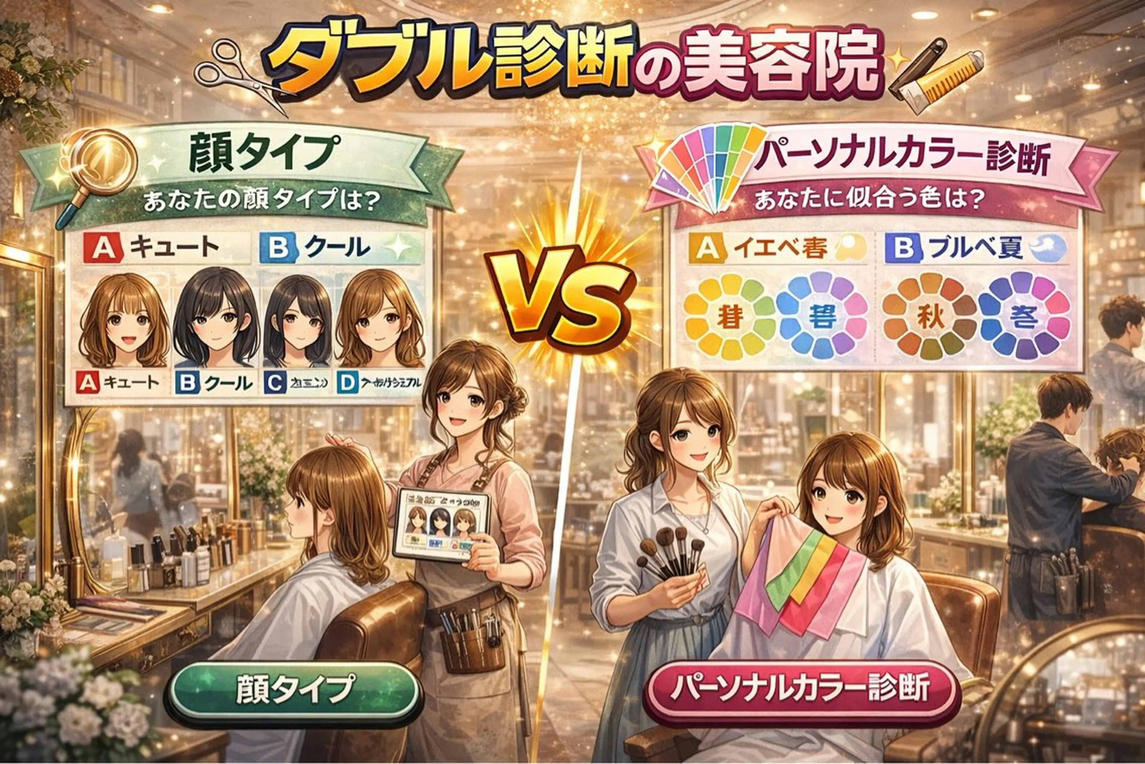 ✨ミニモ特別価格✨【あなたに似合うが理論でわかる】《ダブル診断》PC×顔タイプ+カット×カラー×Aujuaの写真