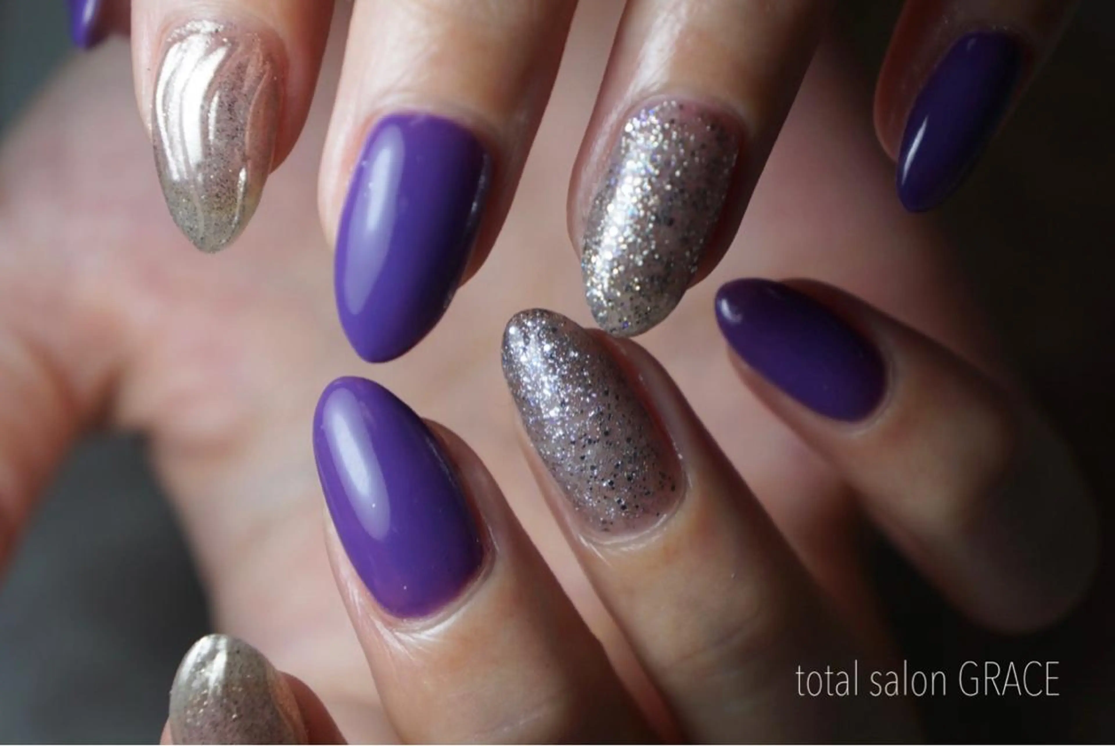 ショート カラー パーマ ヘアアレンジ メンズ キッズ ネイル マツエク・マツパ パープルカラー パープル yuri kaのネイルデザイン