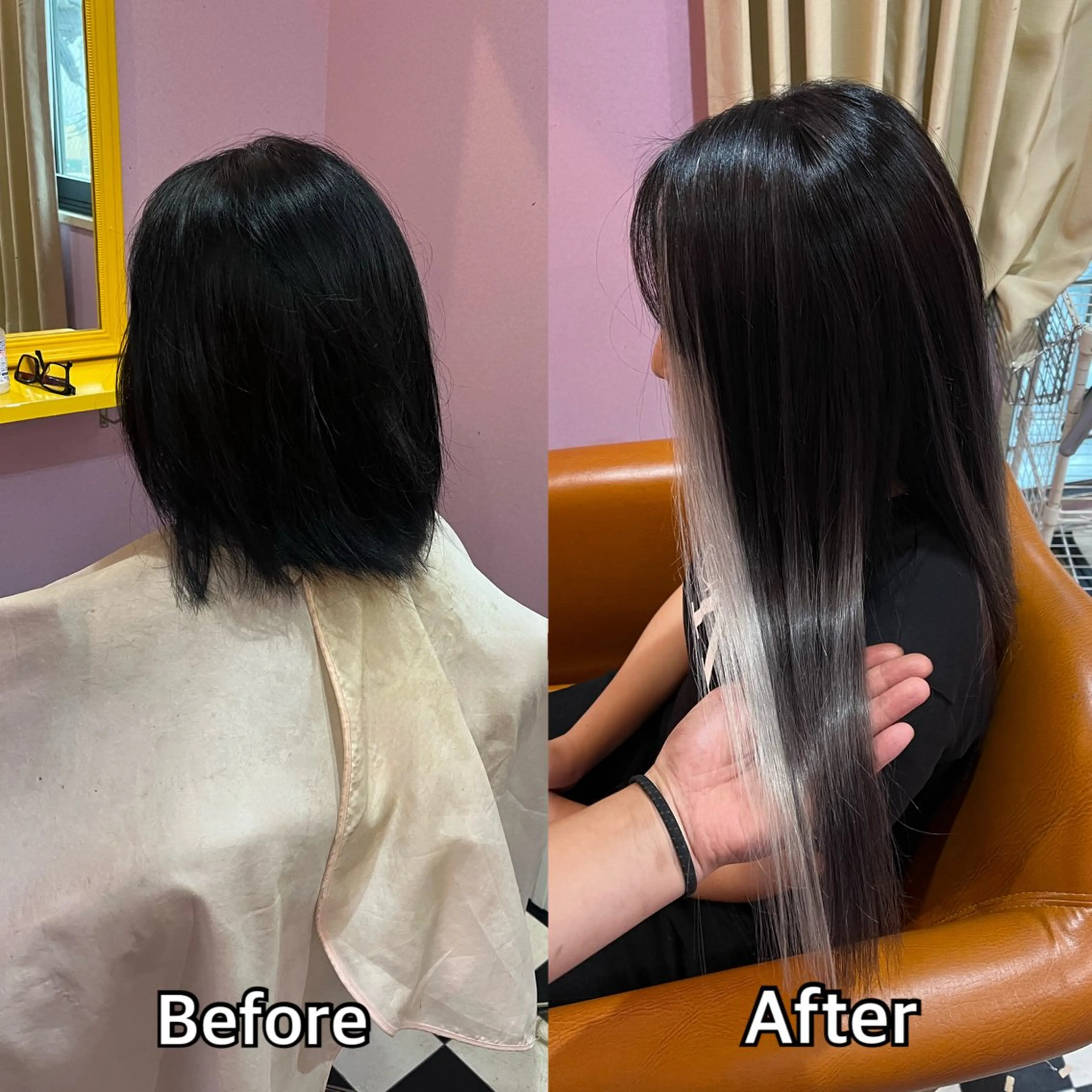 ロング エクステ シール＋ちび編み込み エクステ梅田🐨のヘアスタイル