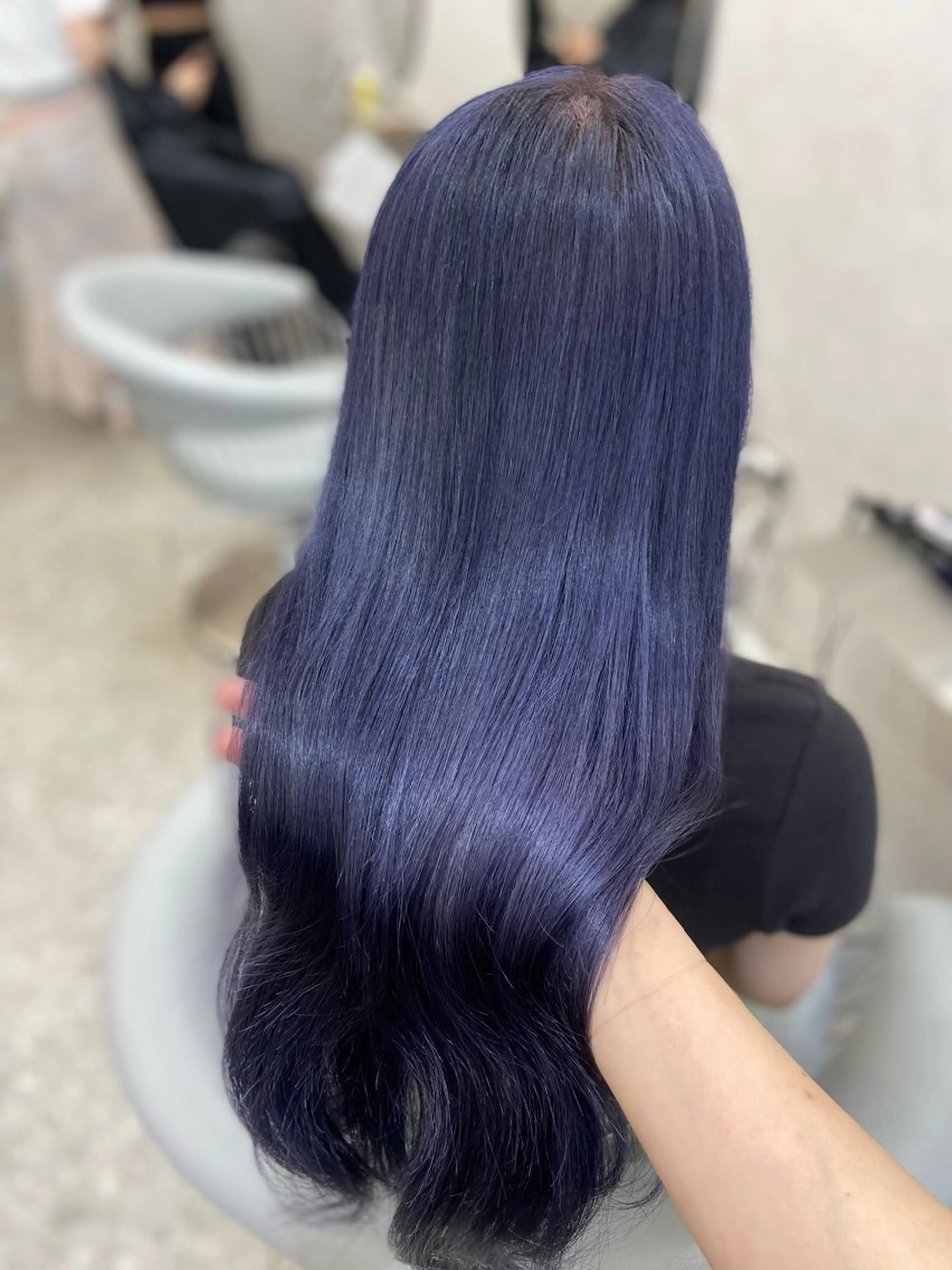 セミロング カラー ブリーチ ブルーカラー ブルーラベンダー ケアブリーチ ケアカラー 新宿/韓国ヘア 中明度カラー/かやのヘアスタイル