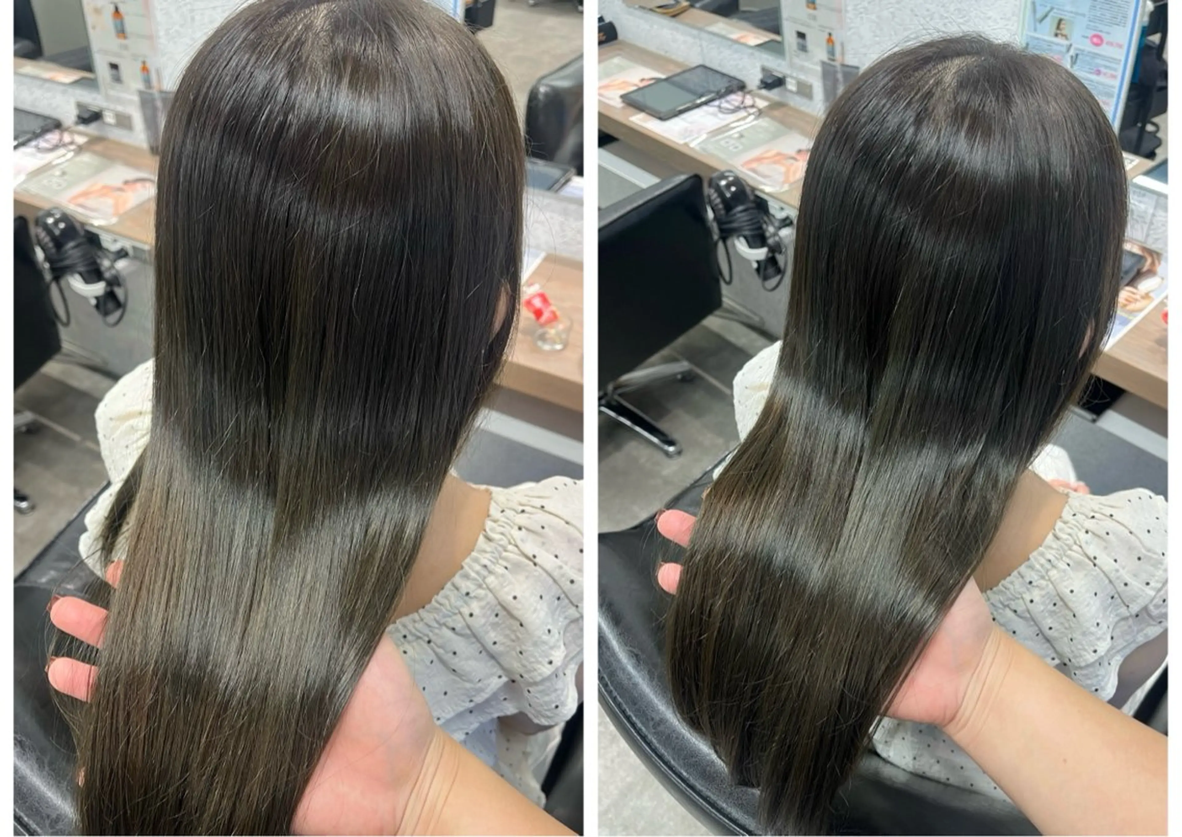 セミロング カラー ヘアアレンジ ブリーチ グレージュ ブリーチなしカラー オリーブグレージュ オリーブグレー 🍓艶髪/艶カラー ハイトーン/しんたにのヘアスタイル