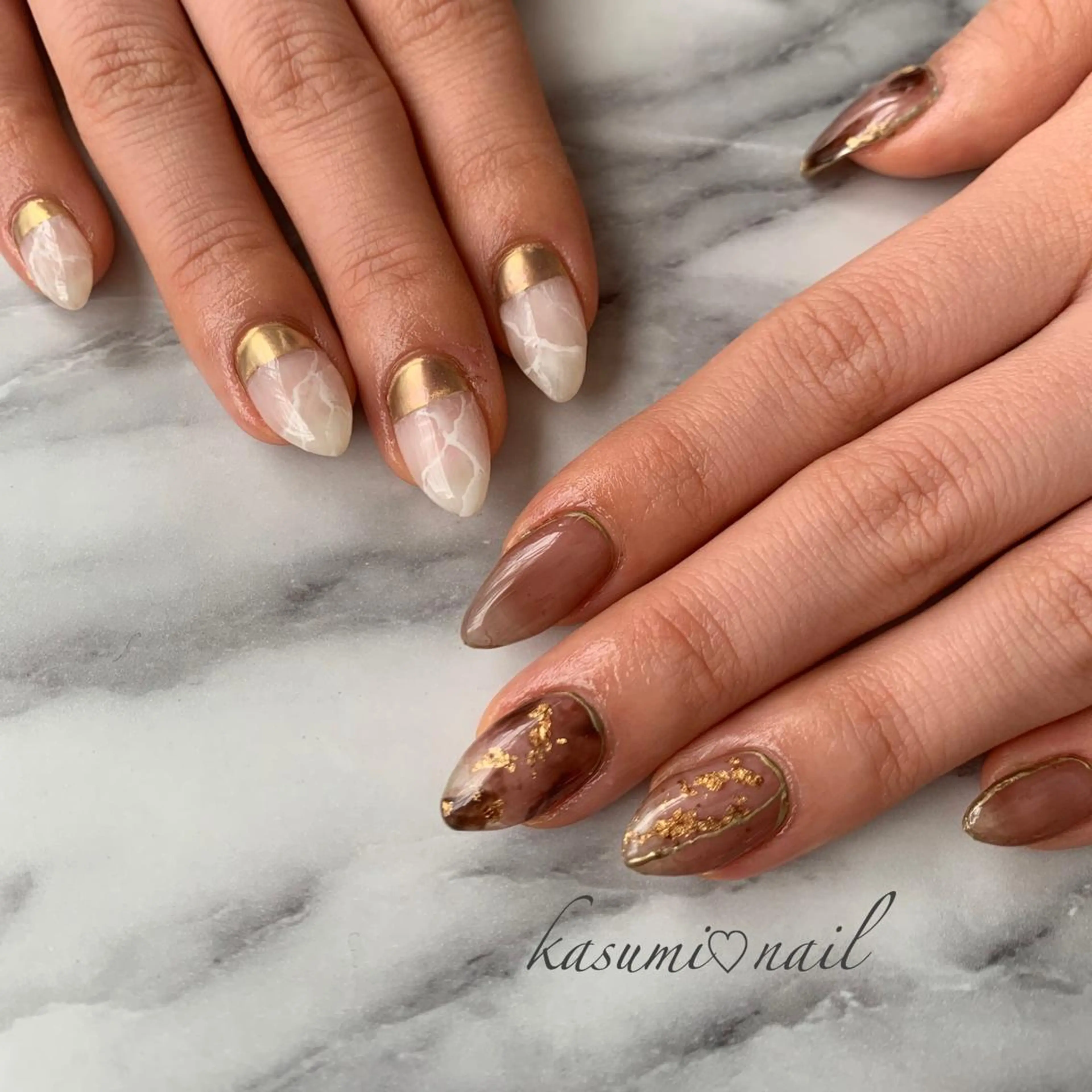 ネイル アートネイル フットネイル 大理石ネイル(マーブル) ミラーネイル ニュアンスネイル KASUMI♡ Nailのネイルデザイン