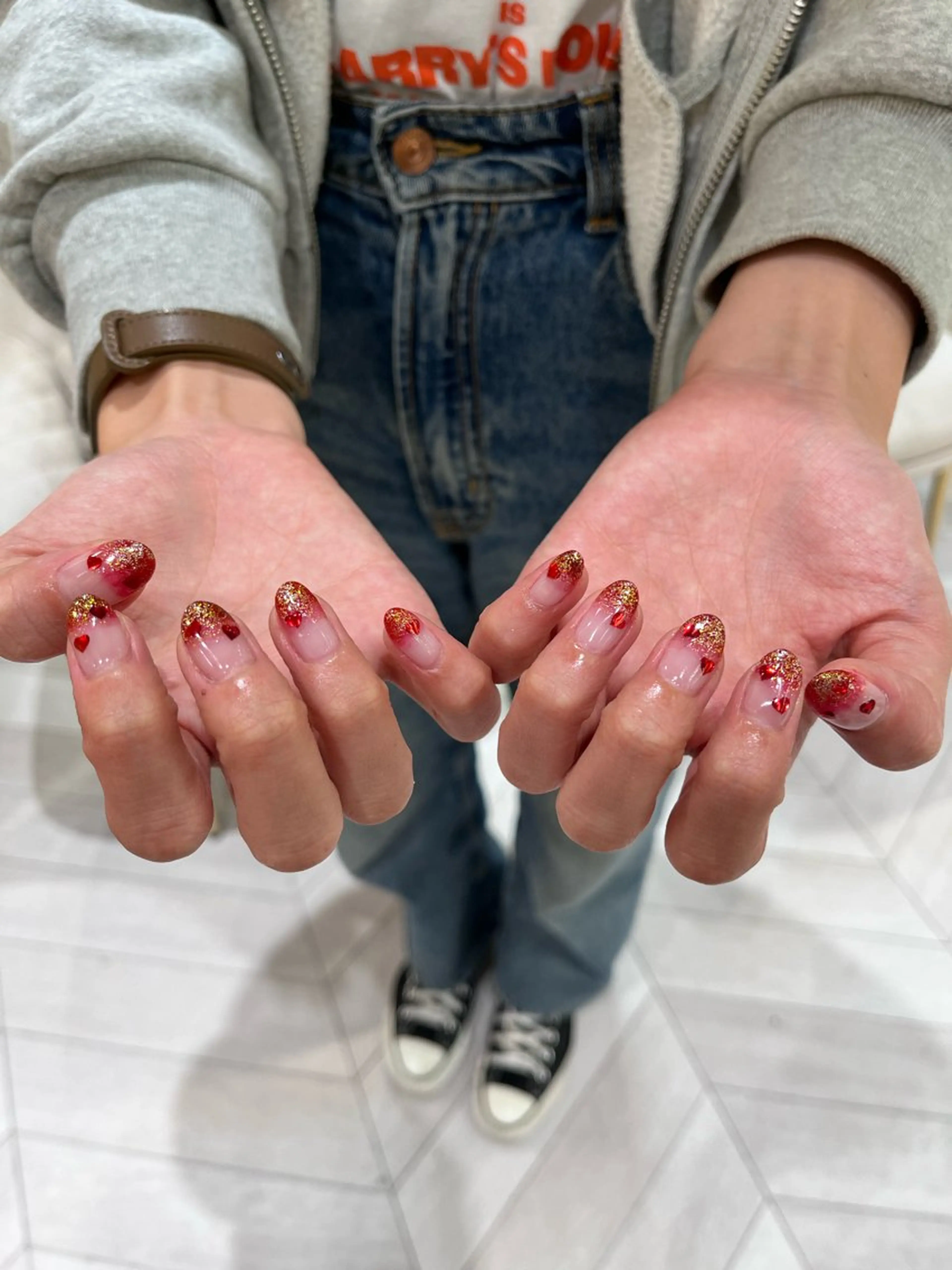 ネイル ハート ホログラムネイル ラメ(グリッター) ハンドネイル ∴Sanae. ∴ トータルビューティーのネイルデザイン