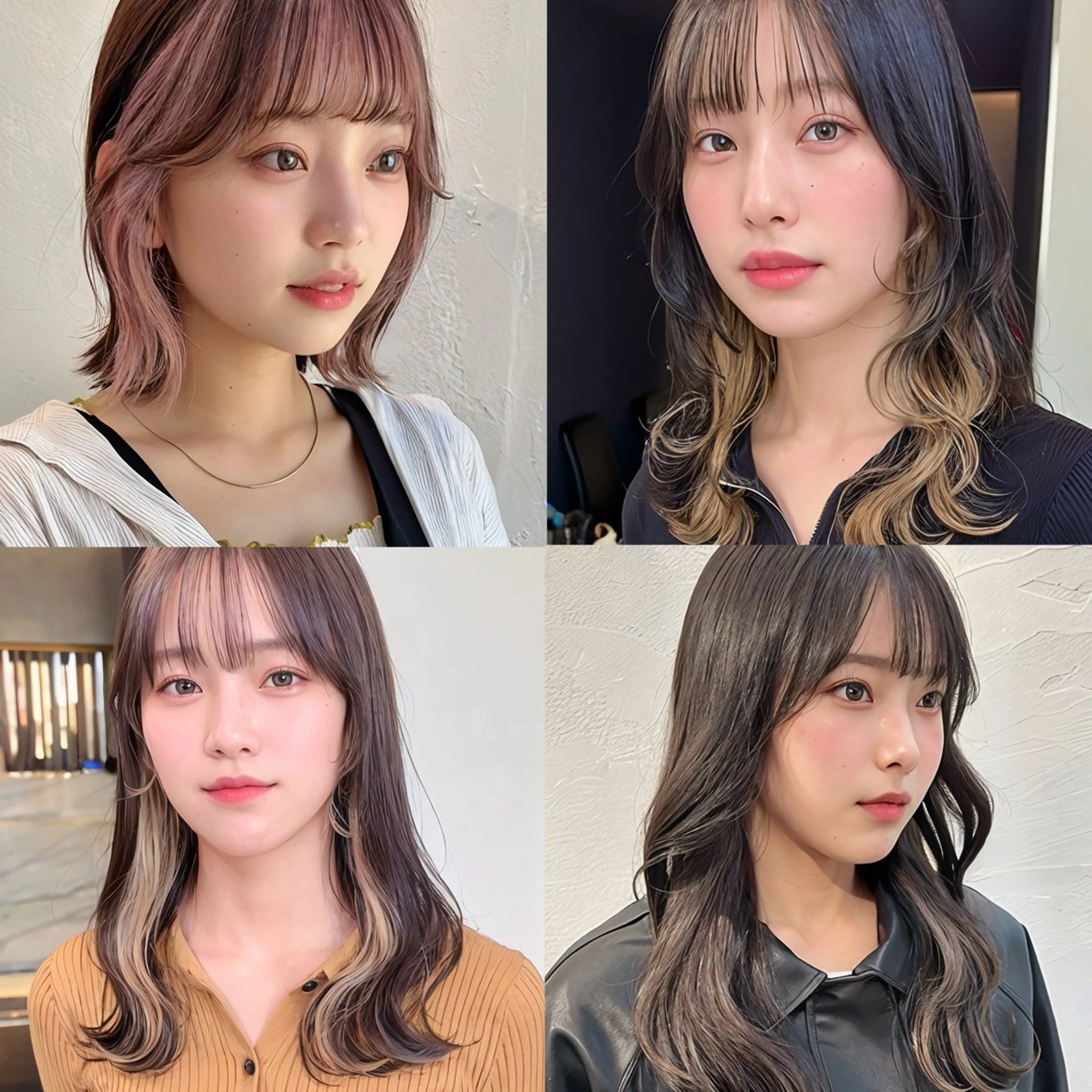 セミロング カラー ベージュカラー デザインカラー インナーカラー ピンクカラー カット ヘアカラー トリートメント インナーカラー/レイ ヤーカット♡/マキシのヘアスタイル