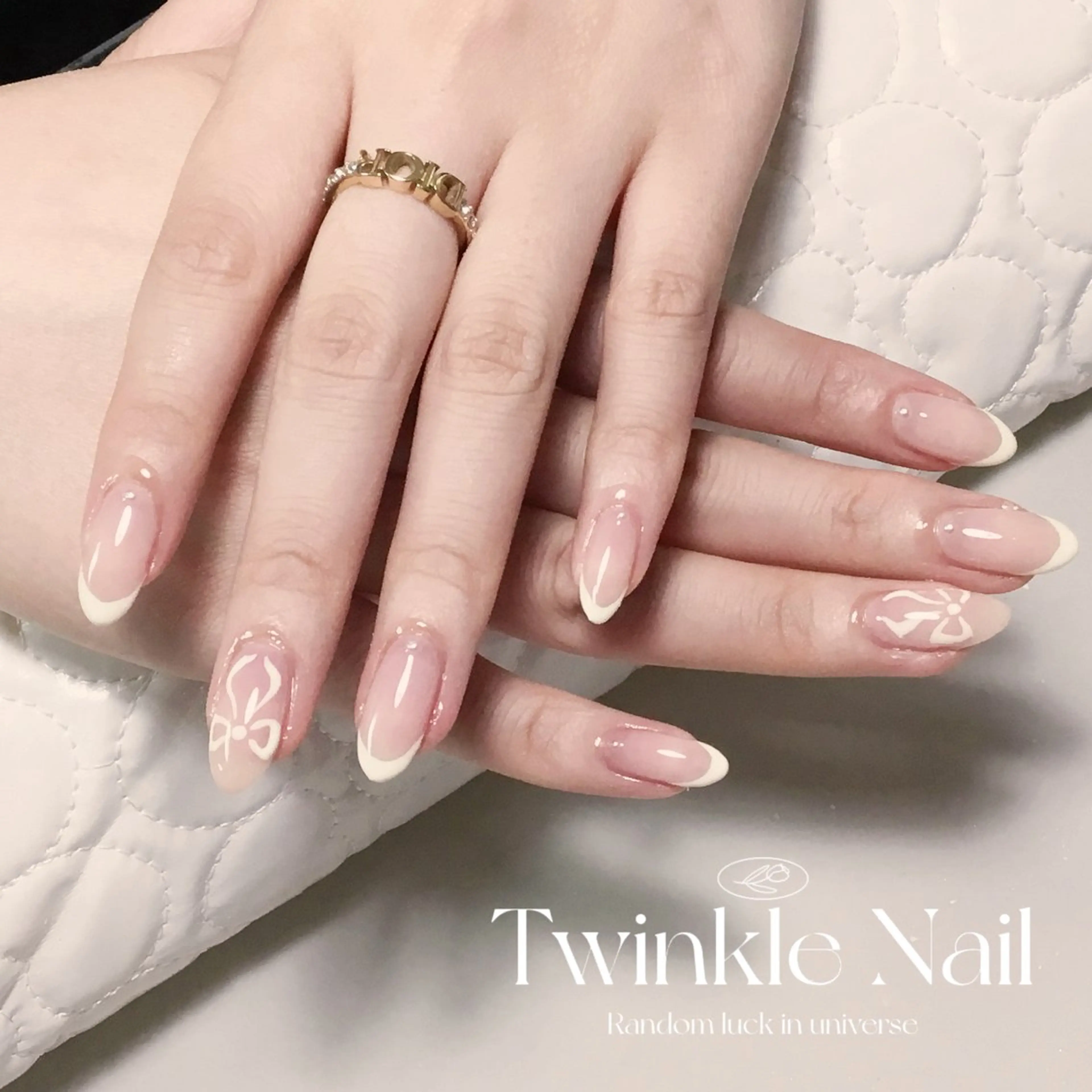 ネイル フレンチネイル リボン シンプルネイル Twinkle Nail Kuboのネイルデザイン