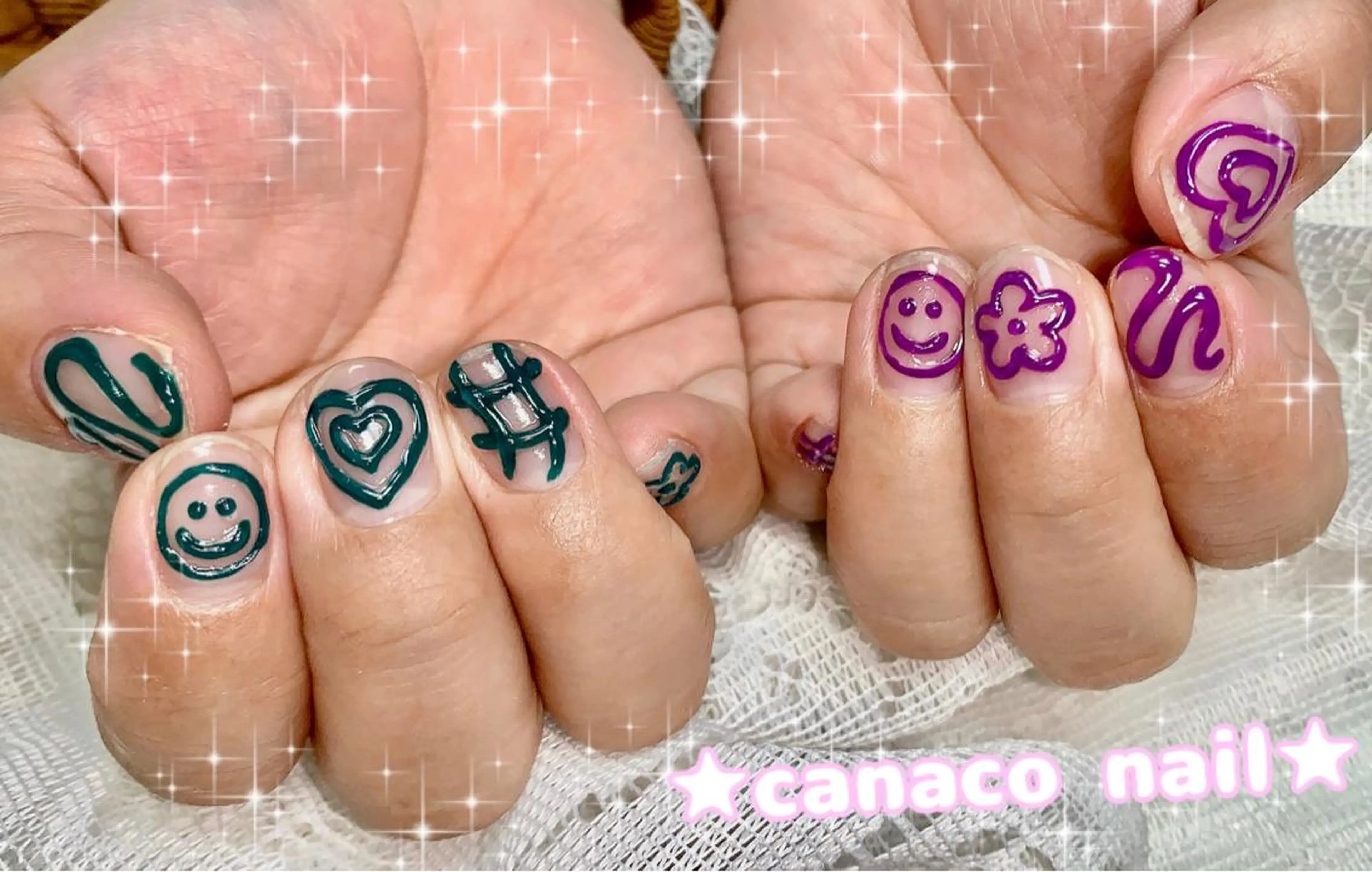 ネイル アートネイル クリアネイル ジェルネイル ハート 韓国ネイル Felice所属・ベテランネイル cnc  nailのネイルデザイン