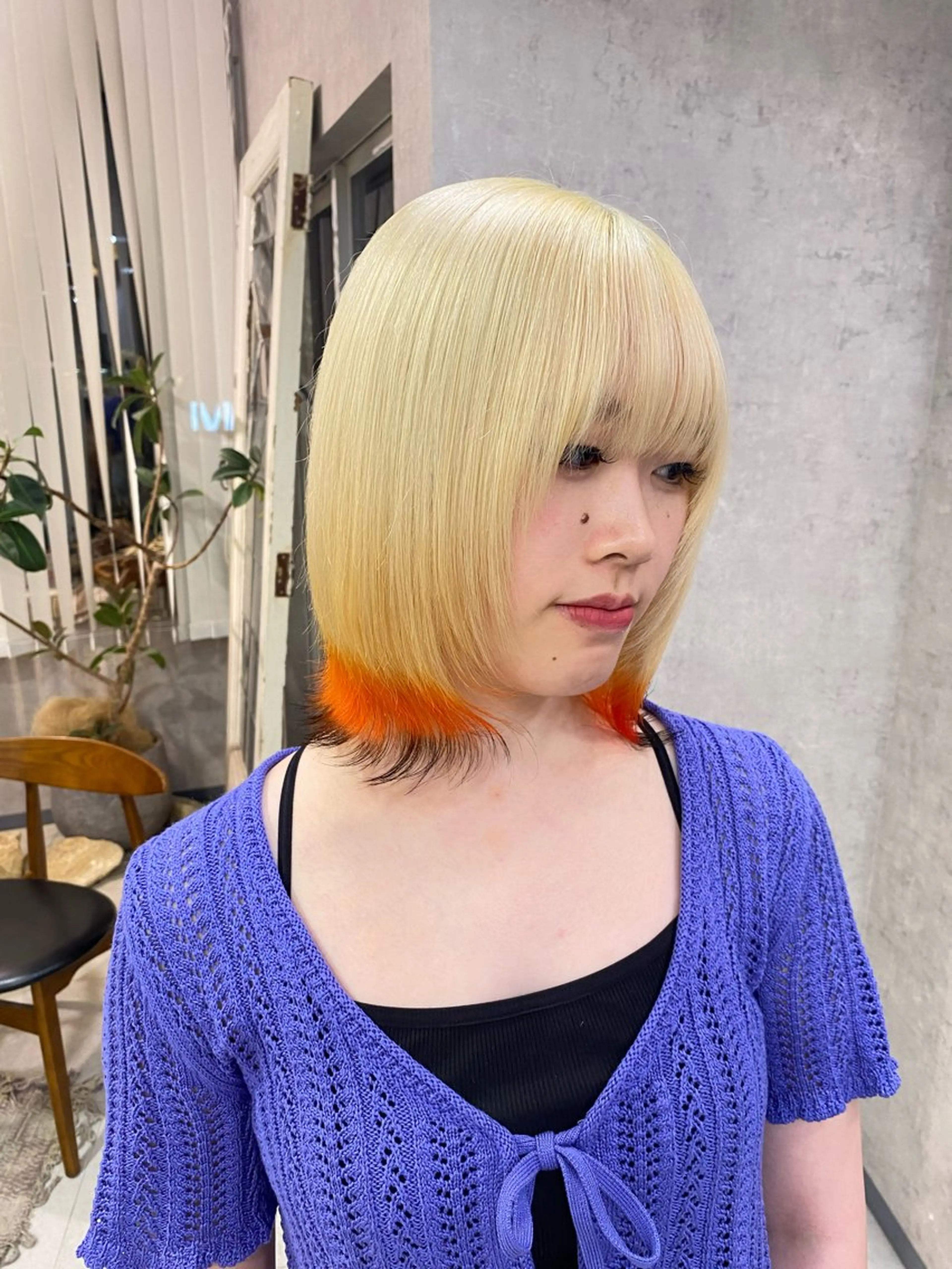 ミディアム カラー デザインカラー 狐カラー ヘアカラー トリートメント 原宿美容師 iLe. tae ハイトーンのヘアスタイル
