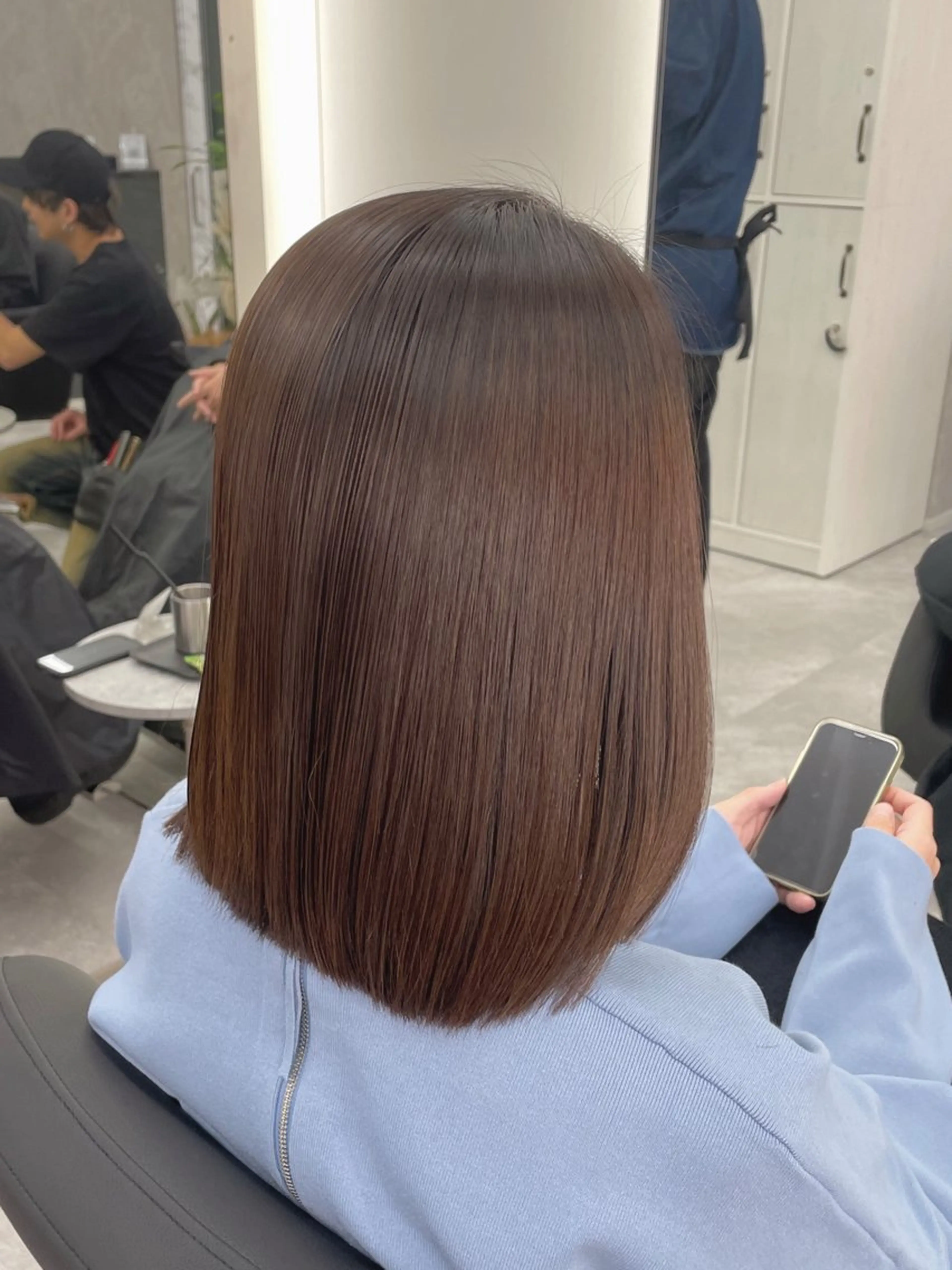 ミディアム パーマ 縮毛矯正 トリートメント 心斎橋/ブリーチなし 髪質改善/レイヤーのヘアスタイル