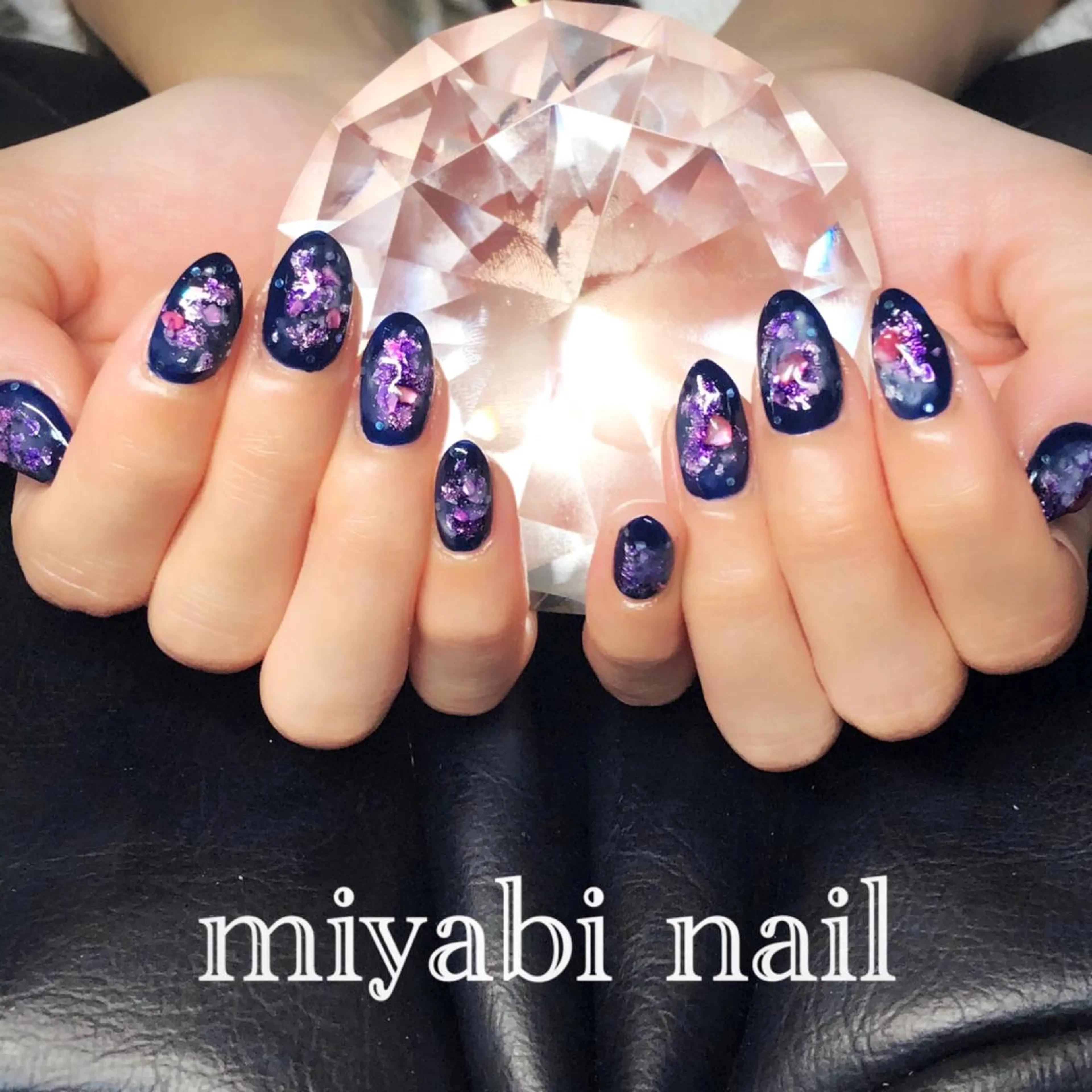 ネイル アートネイル ブルー 持ち込み ハンドネイル miyabi nail 桂川駅近くのネイルデザイン