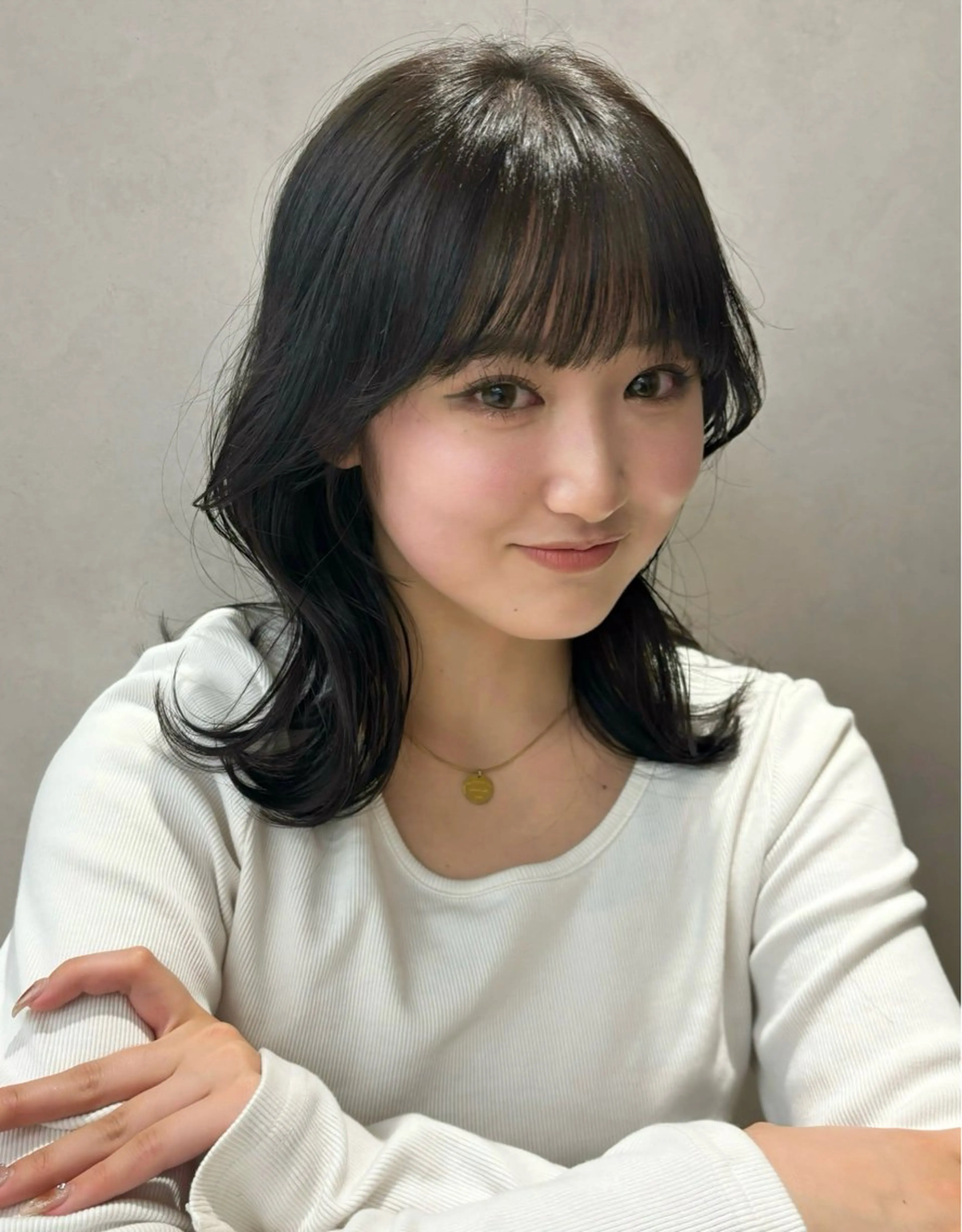 ミディアム くびれヘア 外ハネヘア 💖美髪矯正／透明感 カラー💖のぞみのヘアスタイル