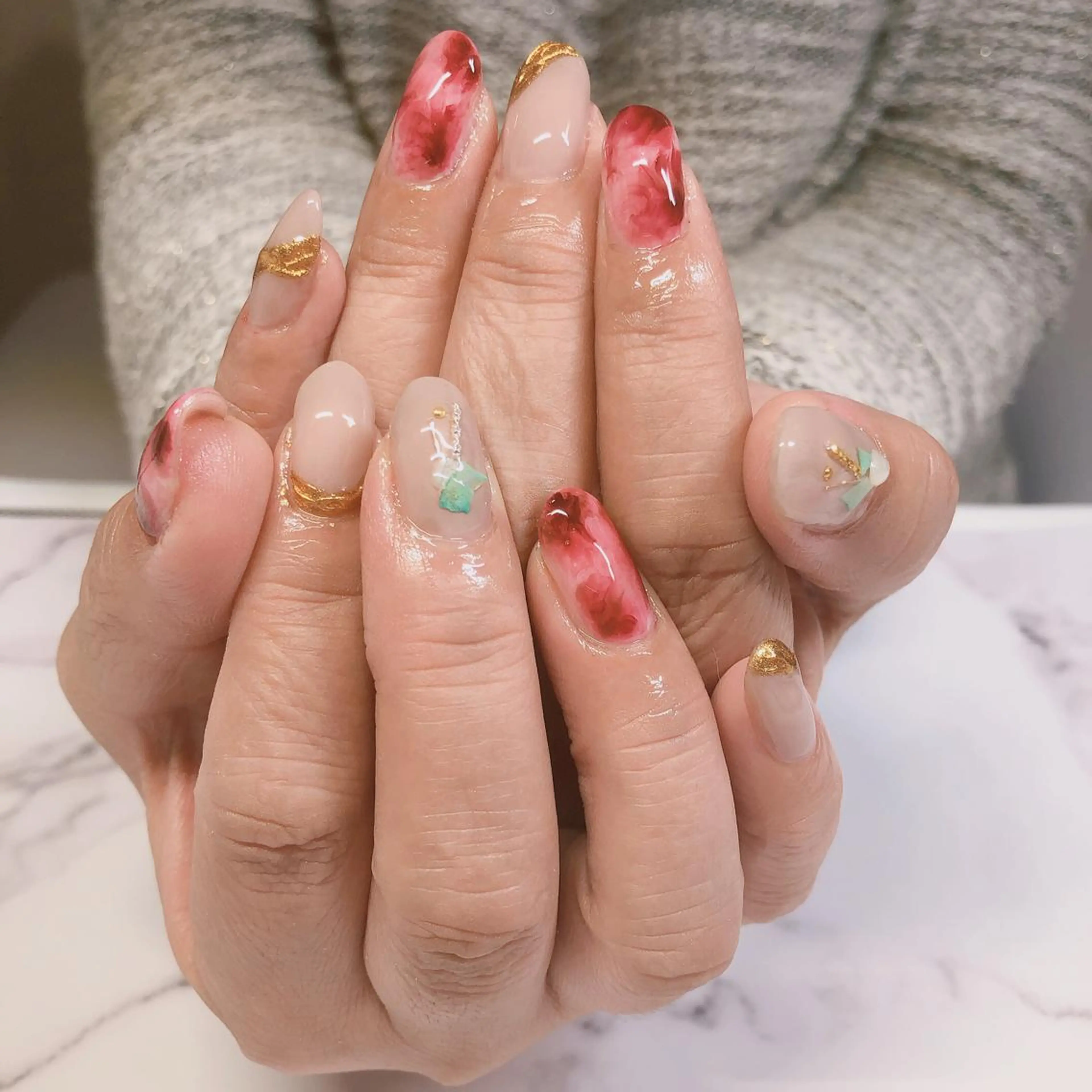 ネイル ボルドー 奥園 良恵のネイルデザイン