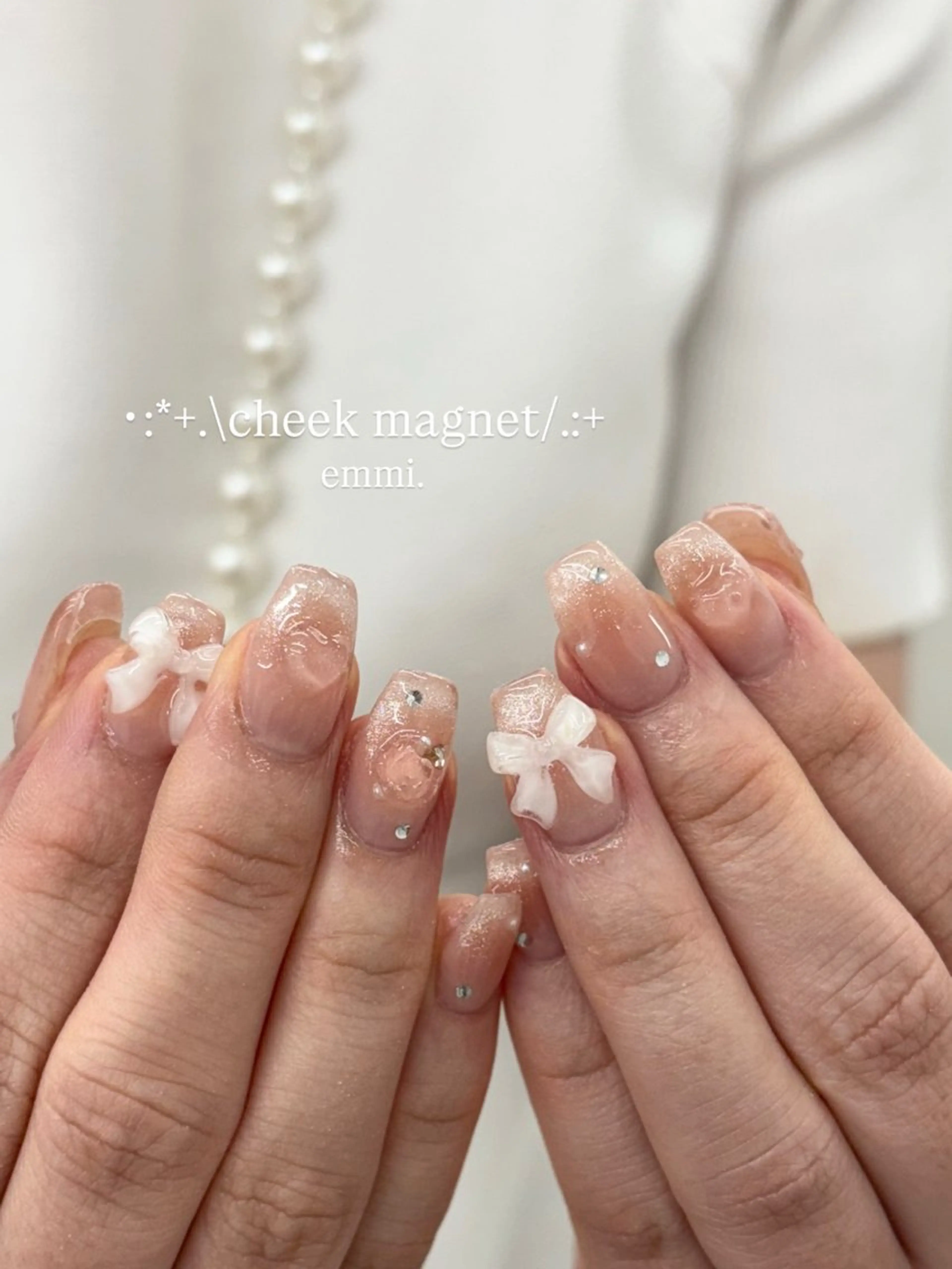 ネイル チークネイル フットネイル フレンチネイル ガーリー 氷ネイル・うるうるネイル GO TODAY SHAiRE SALON 表参道colore店所属・emmi nailのネイルデザイン