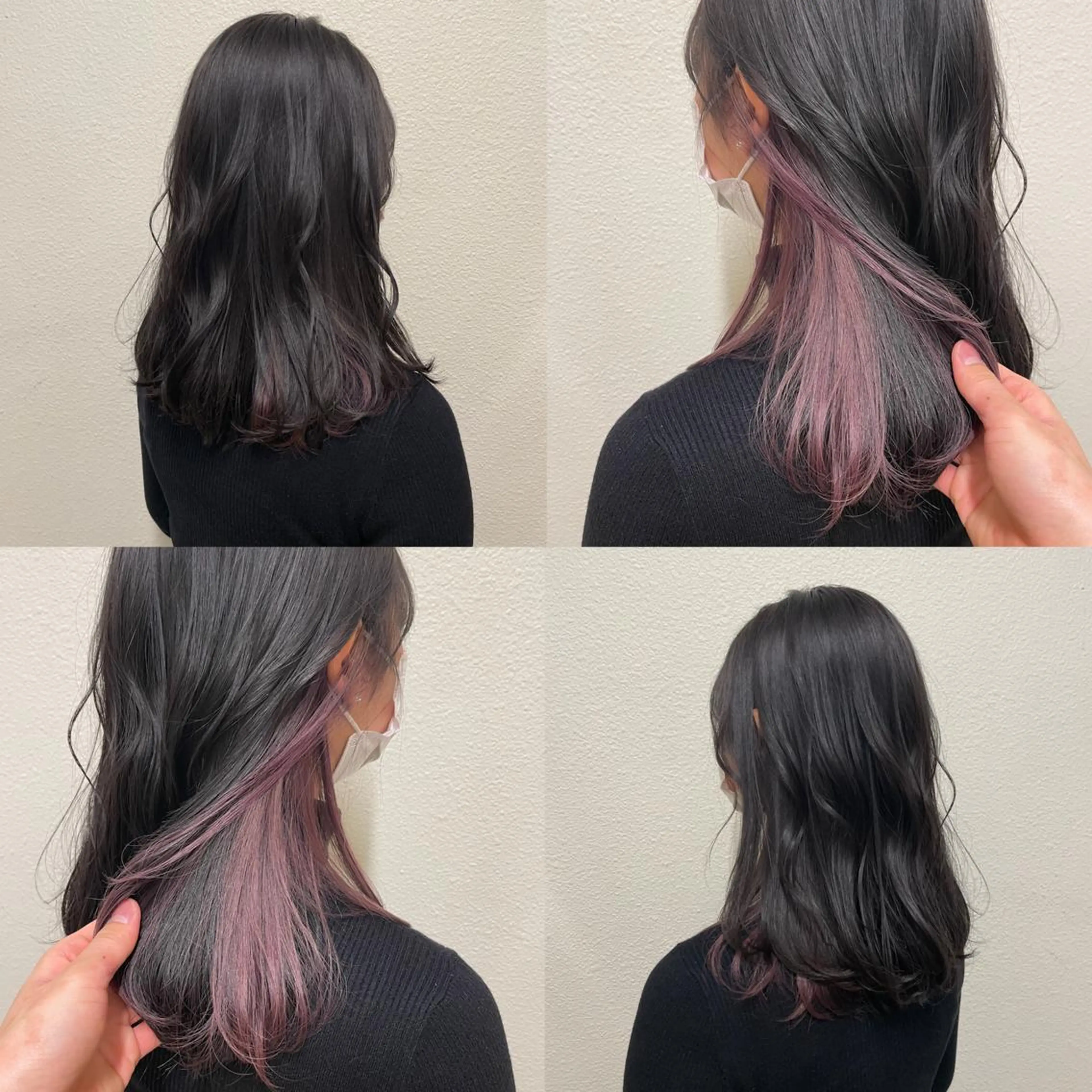 セミロング カラー ヘアアレンジ インナーカラー ラベンダーカラー ラベンダーピンク ピンクカラー HARUKI MINATO Japan SENDAI所属・🌈【透明感・韓国 ヘア】がっきー🌈のヘアスタイル