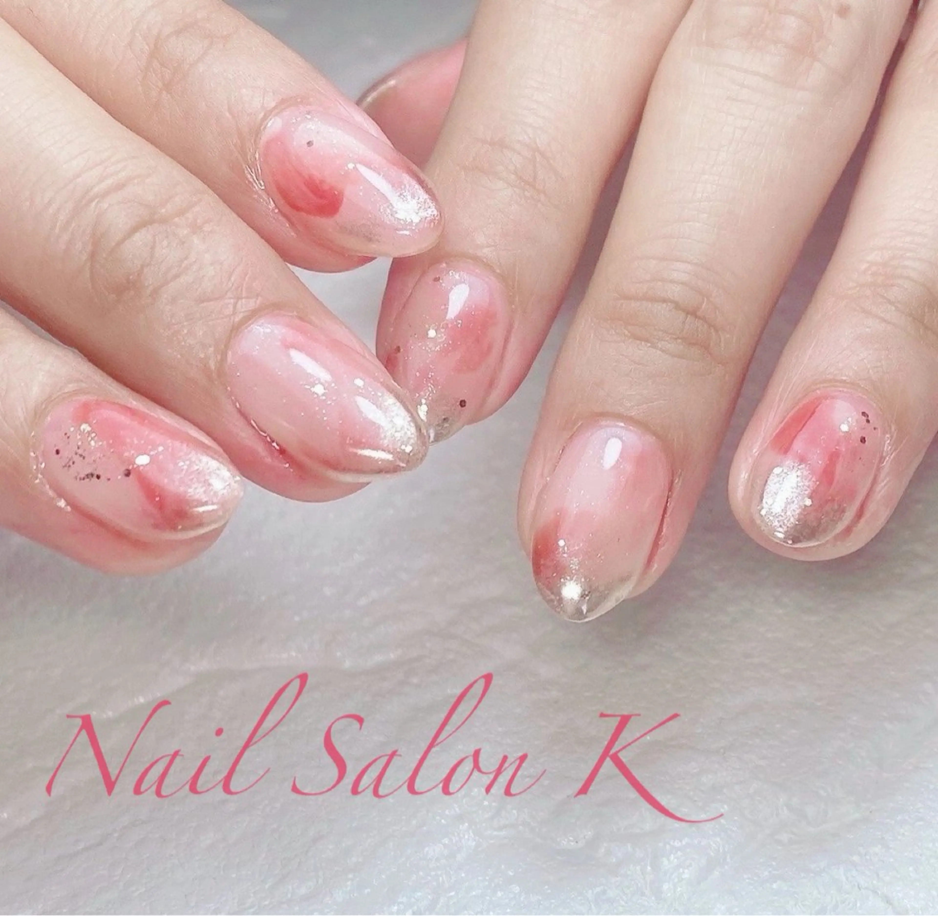ネイル キラキラネイル ミラーネイル ニュアンスネイル ピンク ハンドネイル Nail Salon K 🧸美爪育成のネイルデザイン