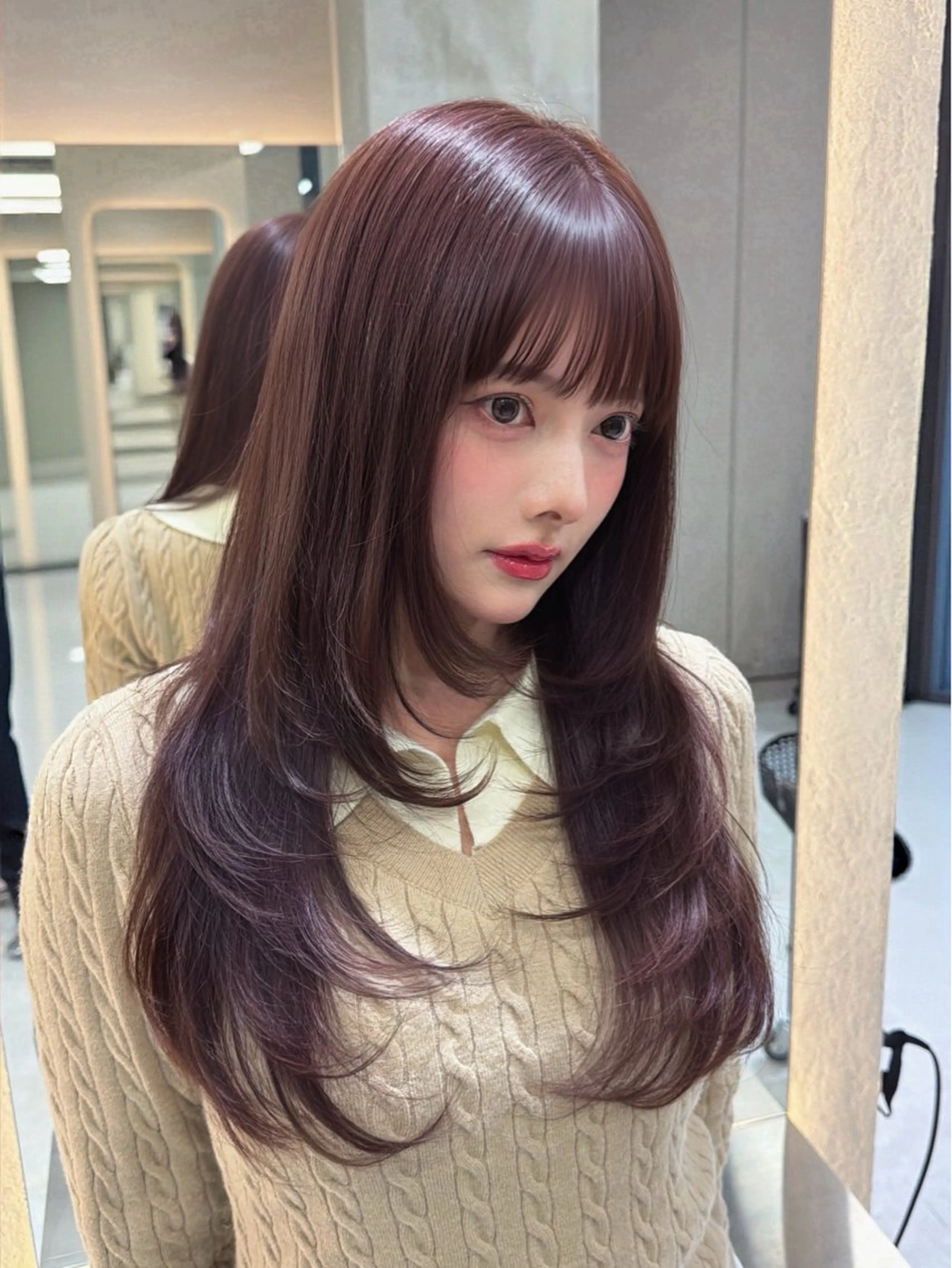 ロング 縮毛矯正 トリートメント ヘアカラー トリートメント 🫧髪質改善 講師🫧🍎幹細胞のヘアスタイル
