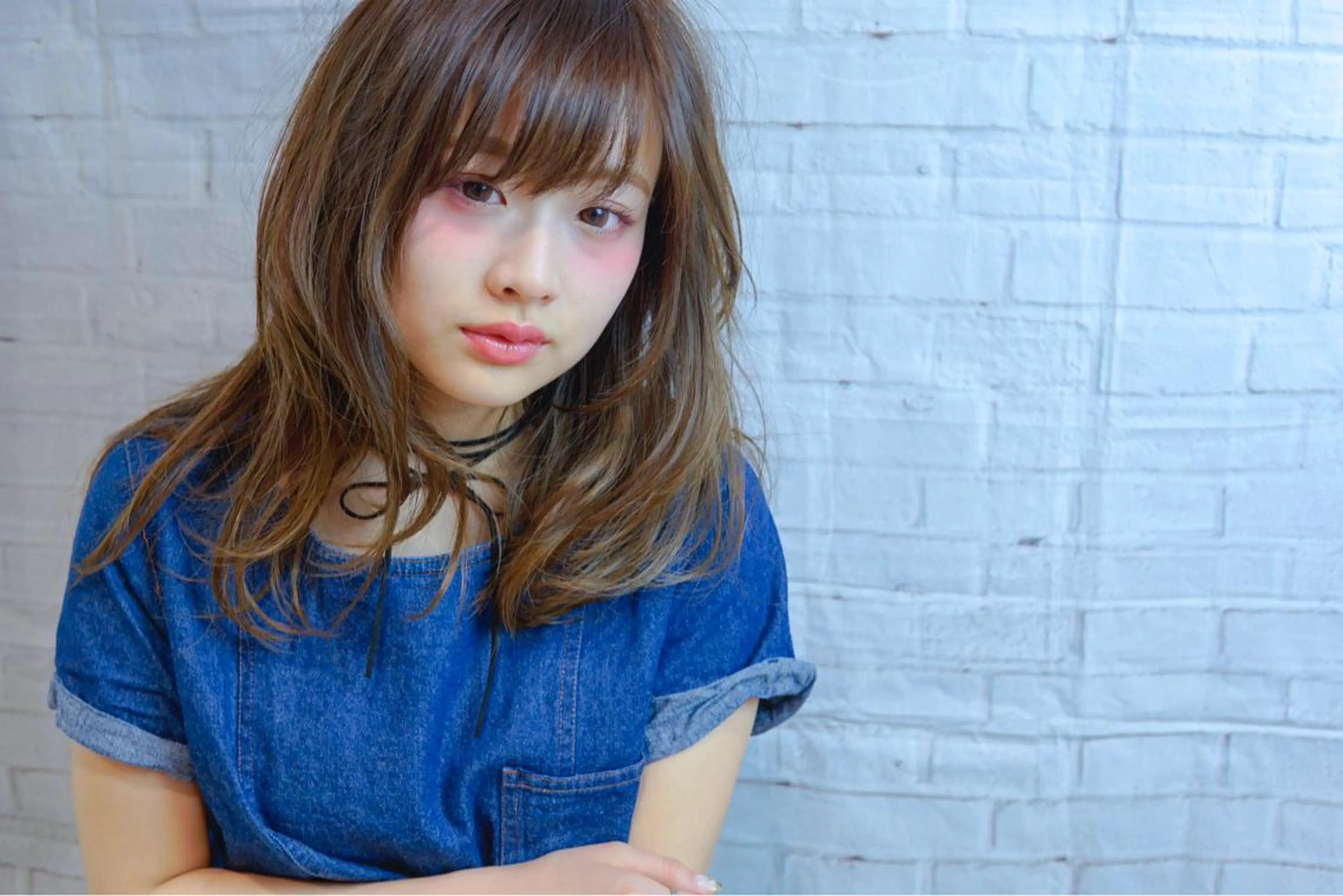 セミロング カラー パーマ 髪質改善、エクステ 山口卓哉のヘアスタイル