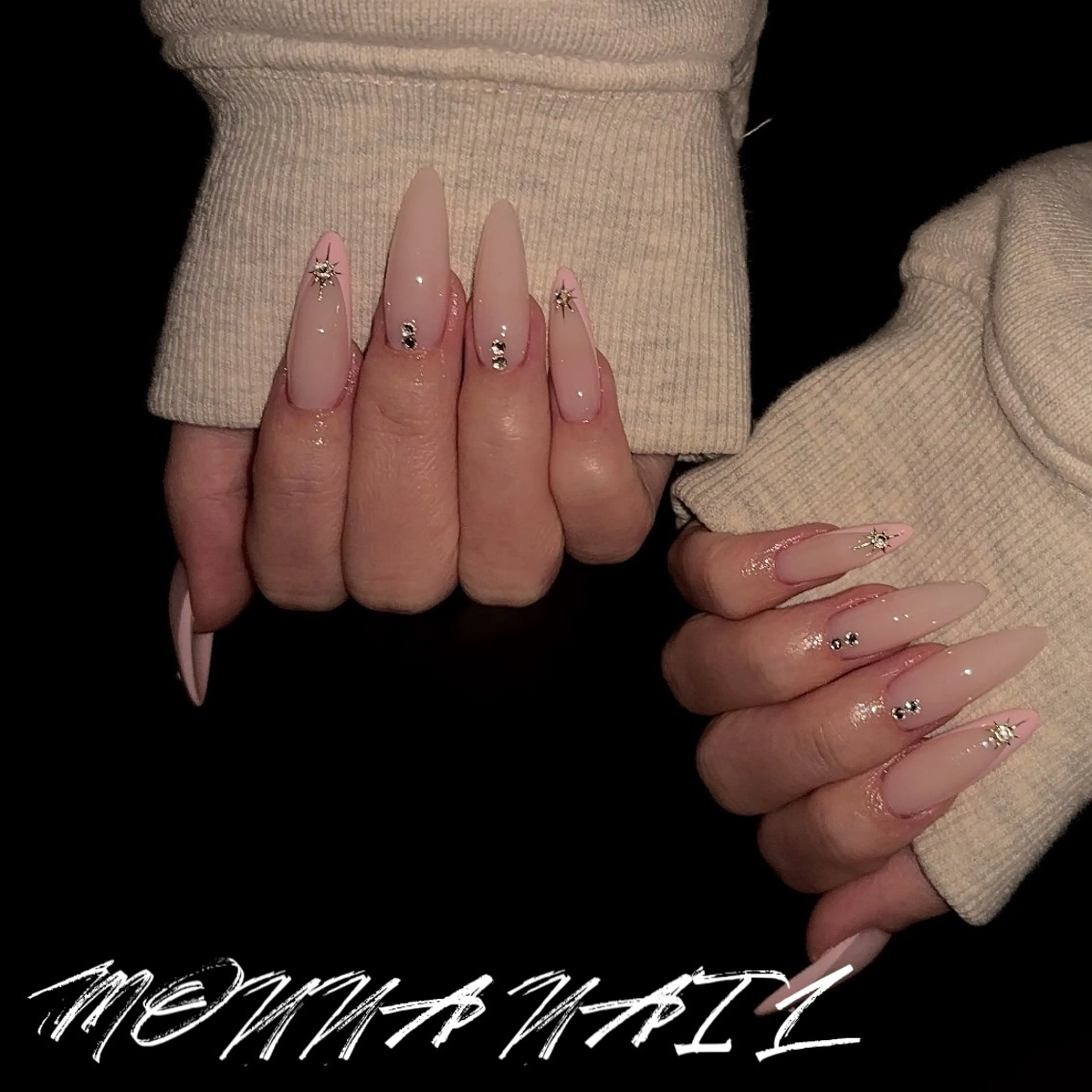 ネイル 韓国ネイル ロングネイル オフィスネイル ピンク シンプルネイル ハンドネイル モンナ CCのネイルデザイン